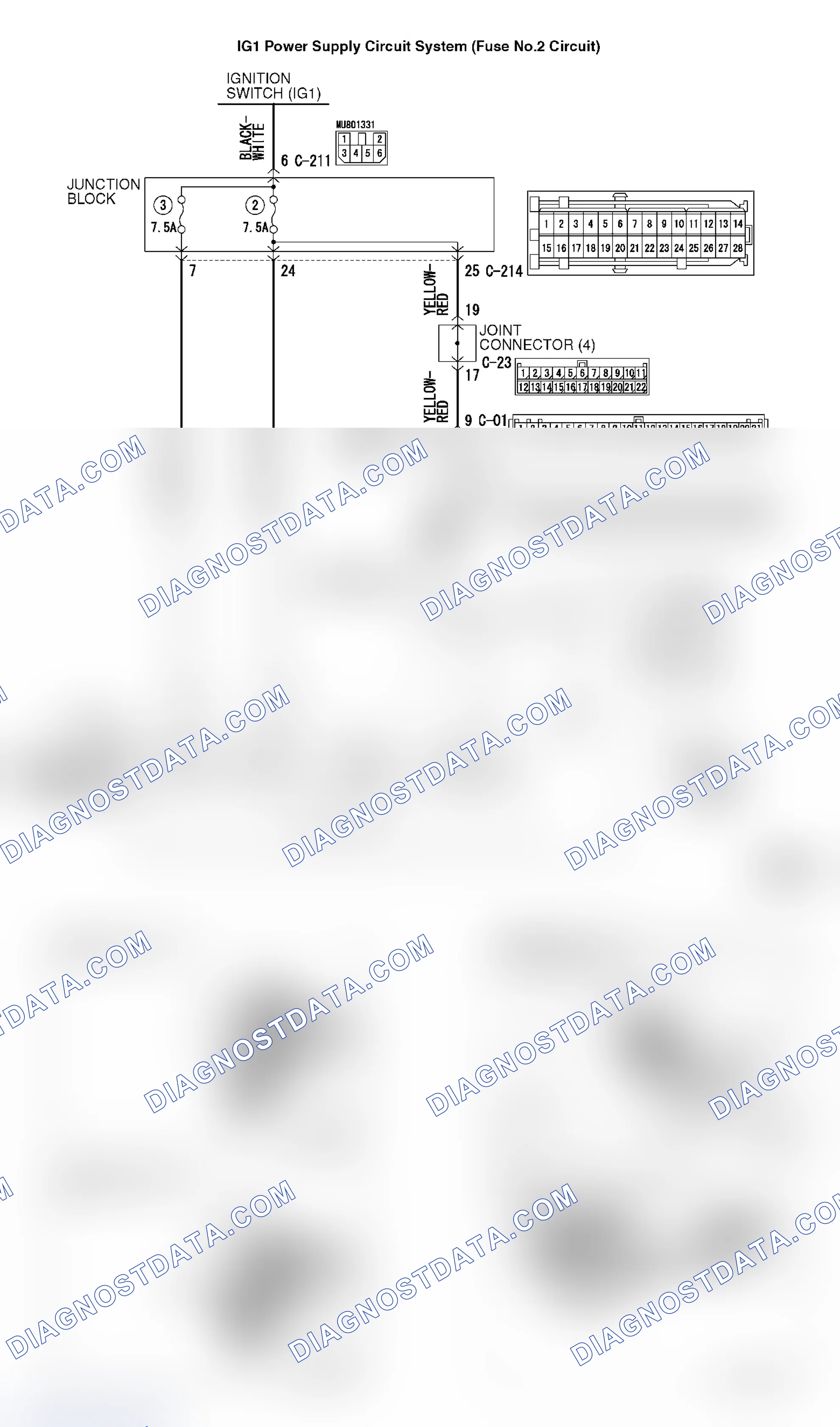 Scheme 428: DTC 41: IG1 Power Supply Circuit System (Fuse No.2 Circuit)