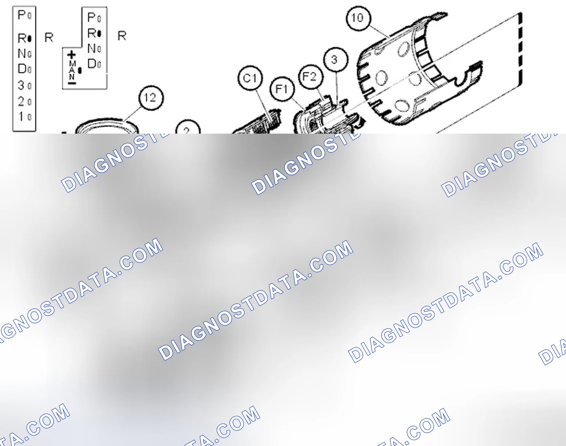 Scheme 1278: Gear shift position R - Reverse gear