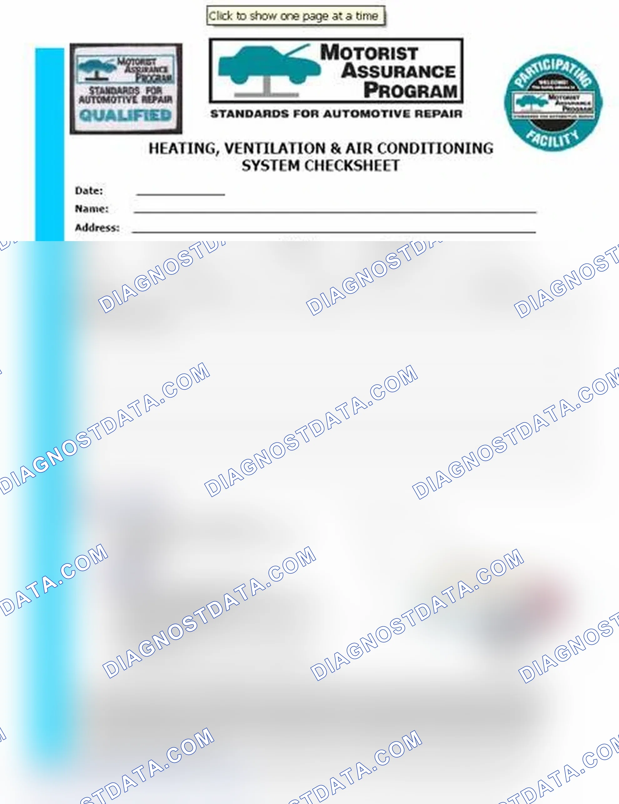 Scheme 15: Heating, Ventilation & Air Conditioning System Checksheet (1 Of 2)