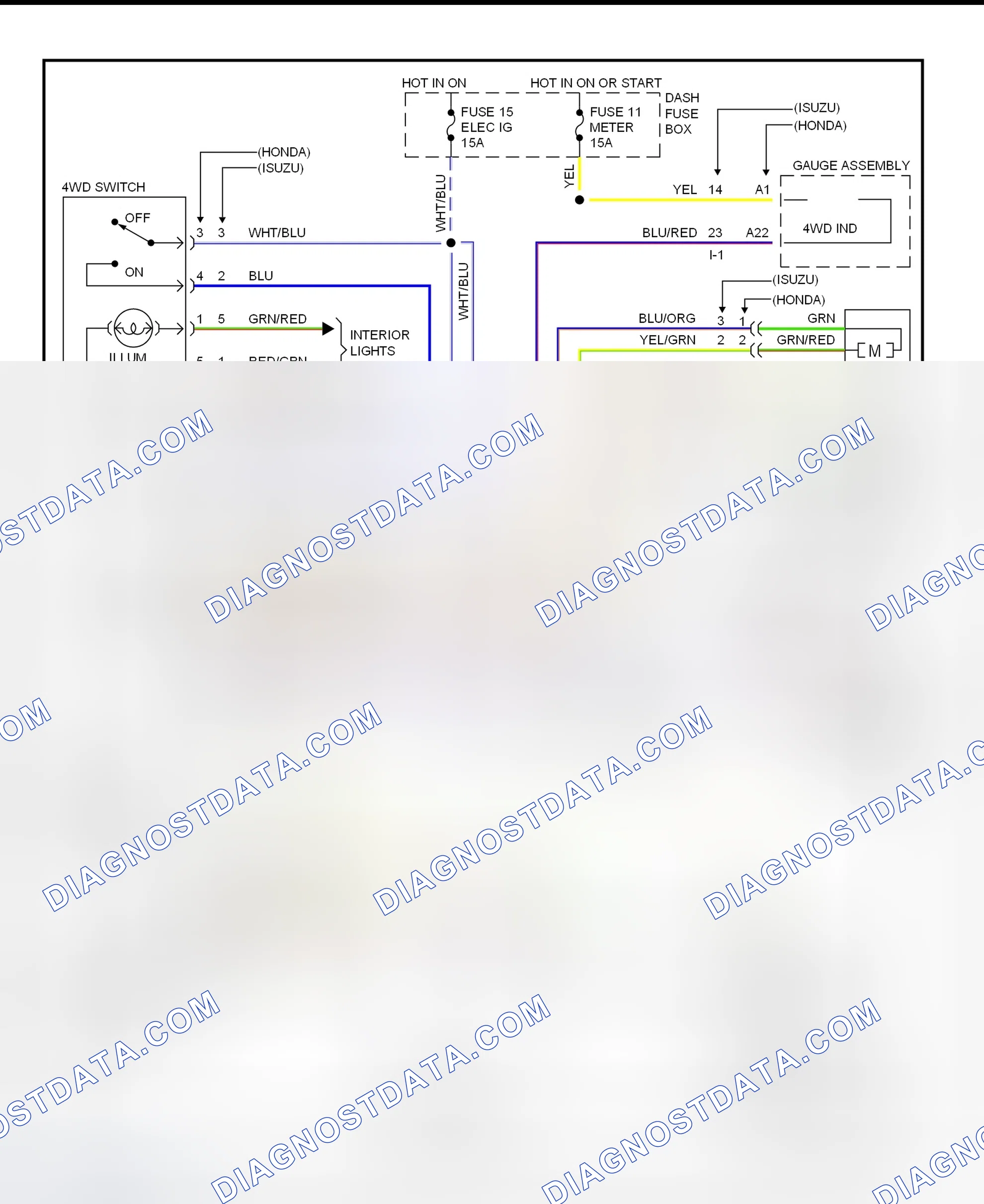Scheme 1: 4WD Electronic Control System Wiring Diagram (Honda Passport, & Isuzu Amigo & Rodeo)
