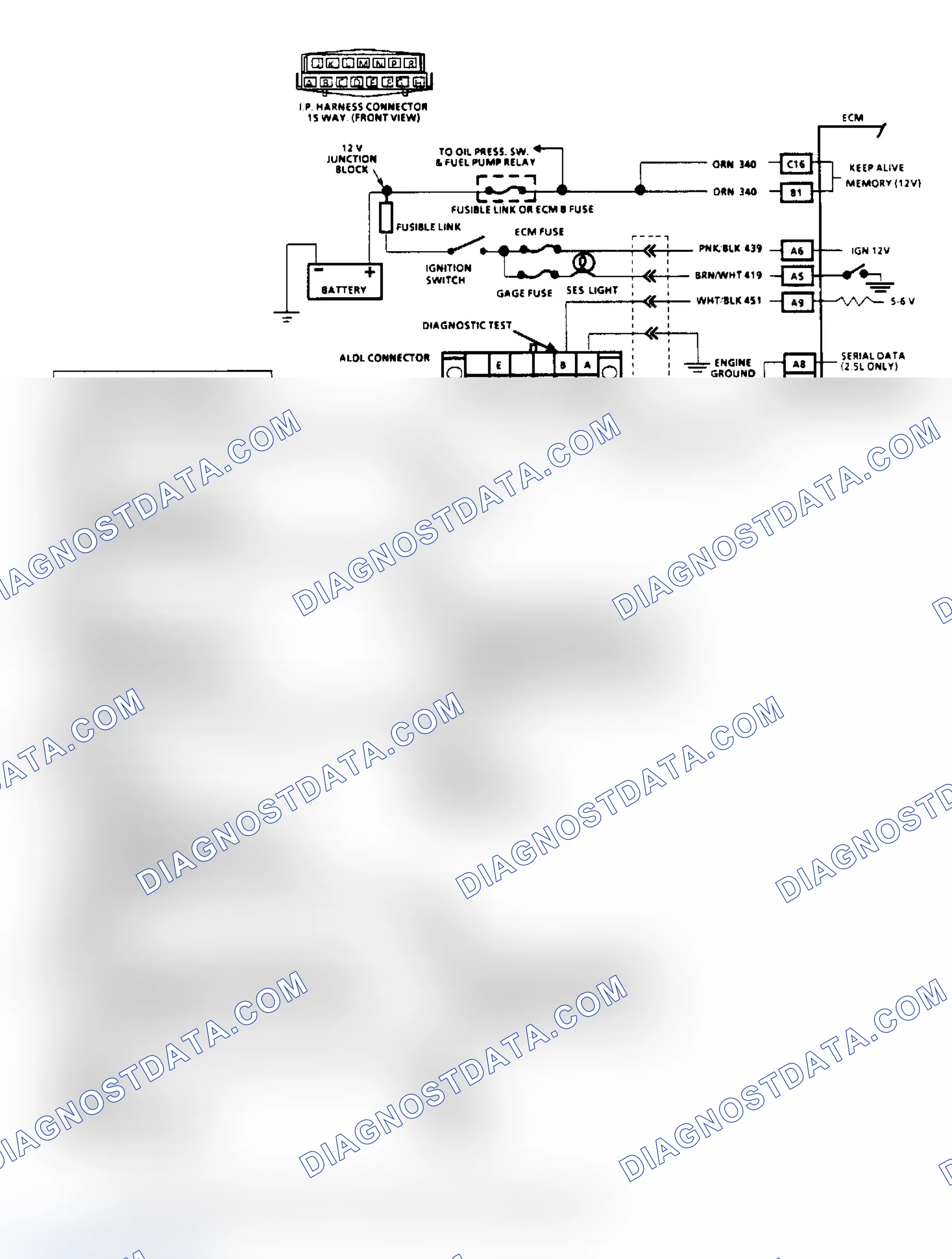 Scheme 26: Chart A2, No ALDL Data or Won't Flash Code 12, "SES" Light On Steady