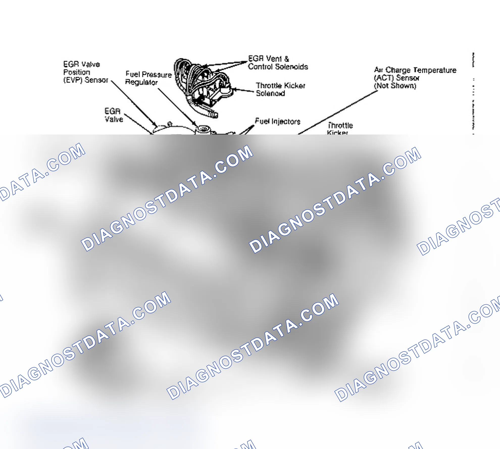 Scheme 1: Ford EEC-IV/CFI System Components Illustration applies to V8 only; V6 is similar.