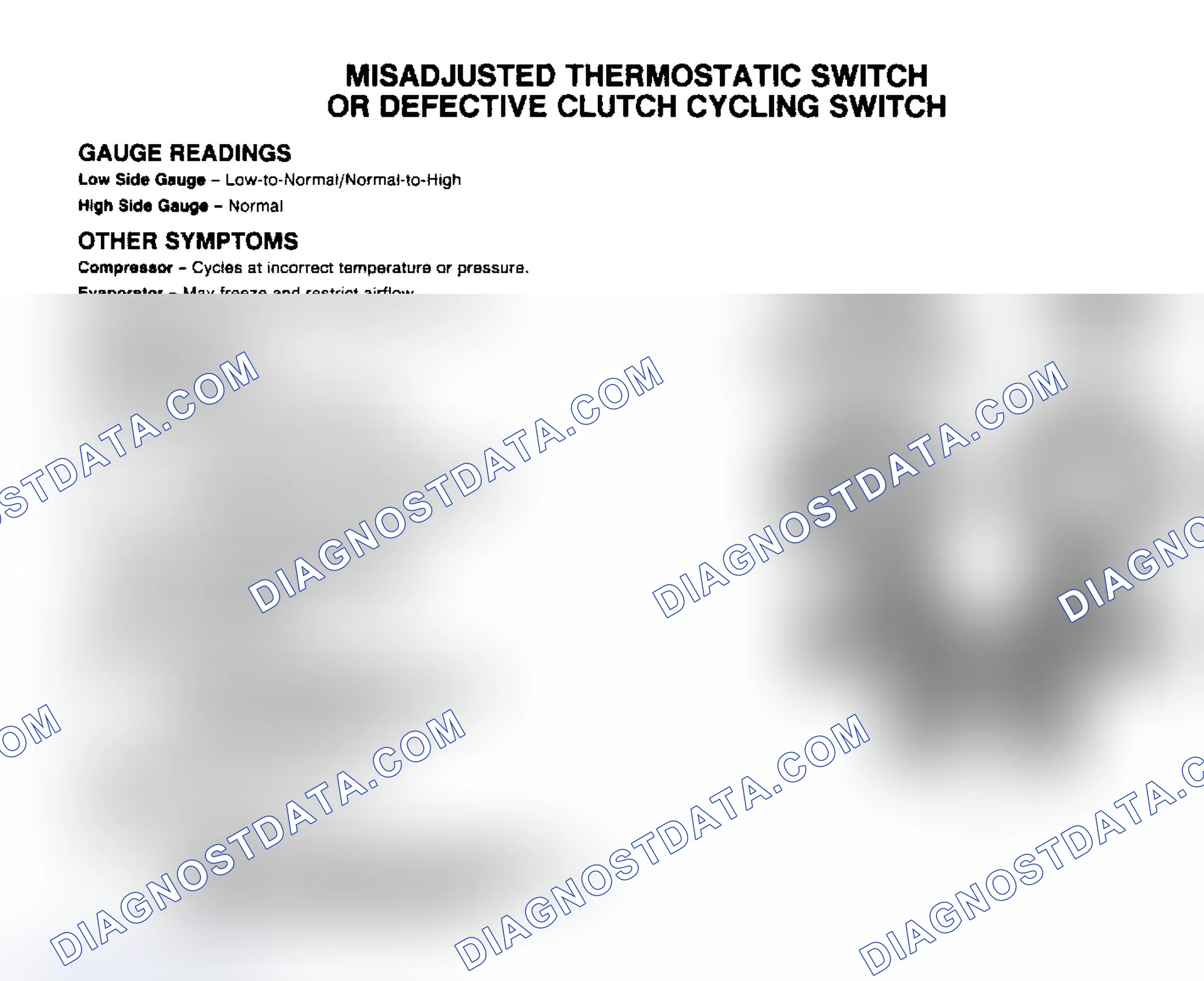 Scheme 5: Misadjusted Thermostatic Switch or Defective Clutch Cycling Switch Gauge Indications