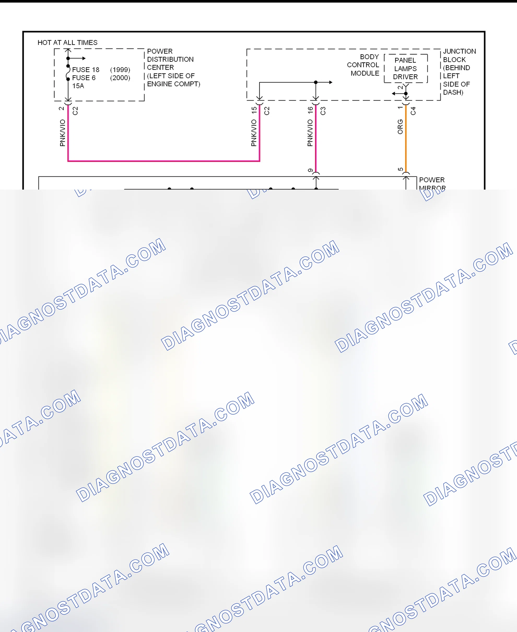 Scheme 1: Power Mirror System Wiring Diagram (Caravan, Town & Country, & Voyager)