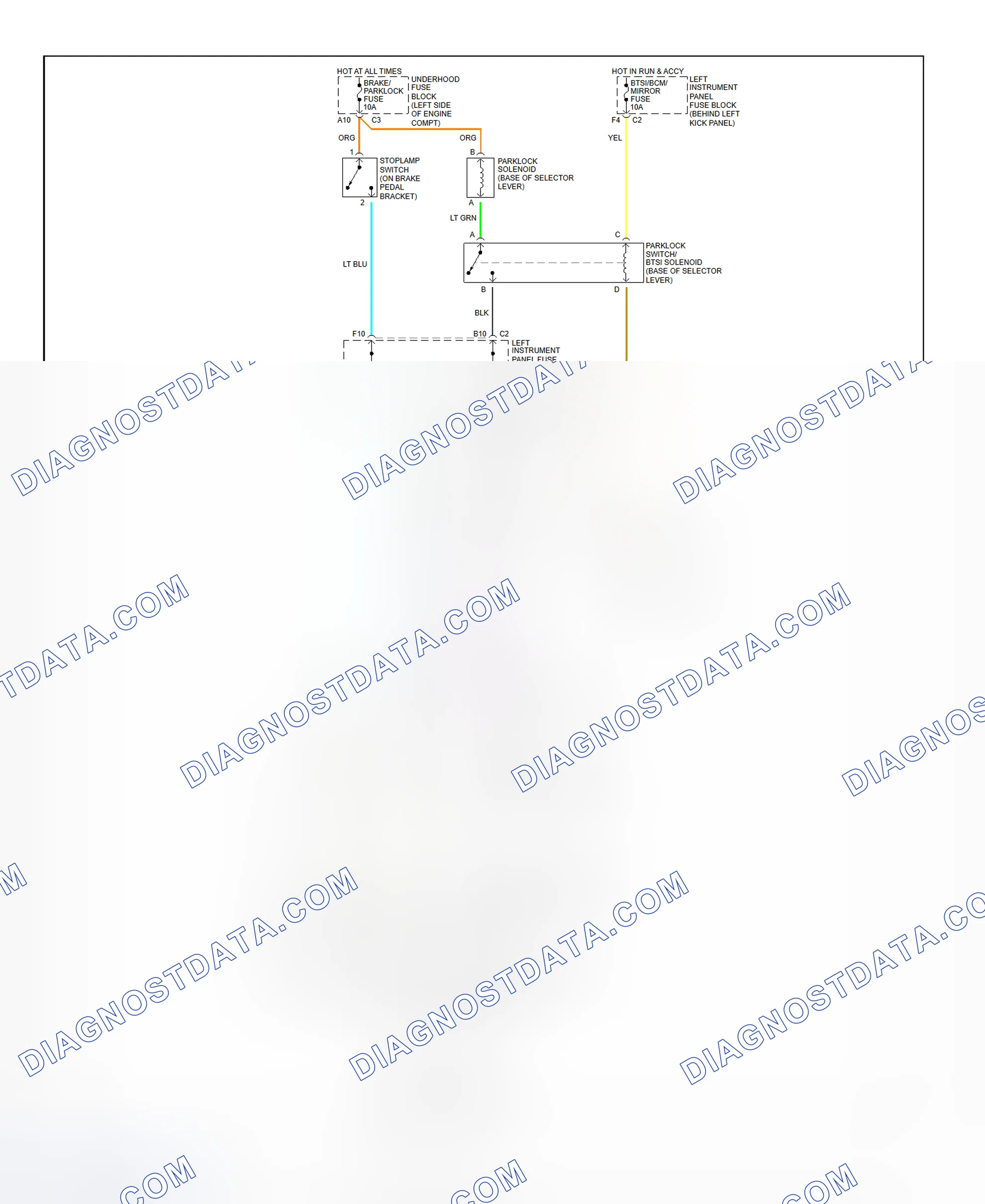 Fig. 49: Shift Interlock System Wiring Diagram (Saturn LS, LS1 & LW1)