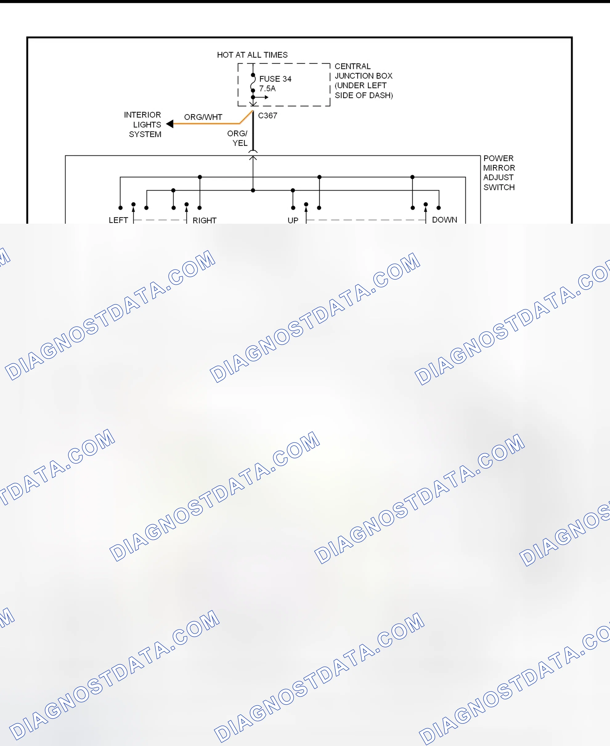 Scheme 3: Power Mirror System Wiring Diagram (Cougar)