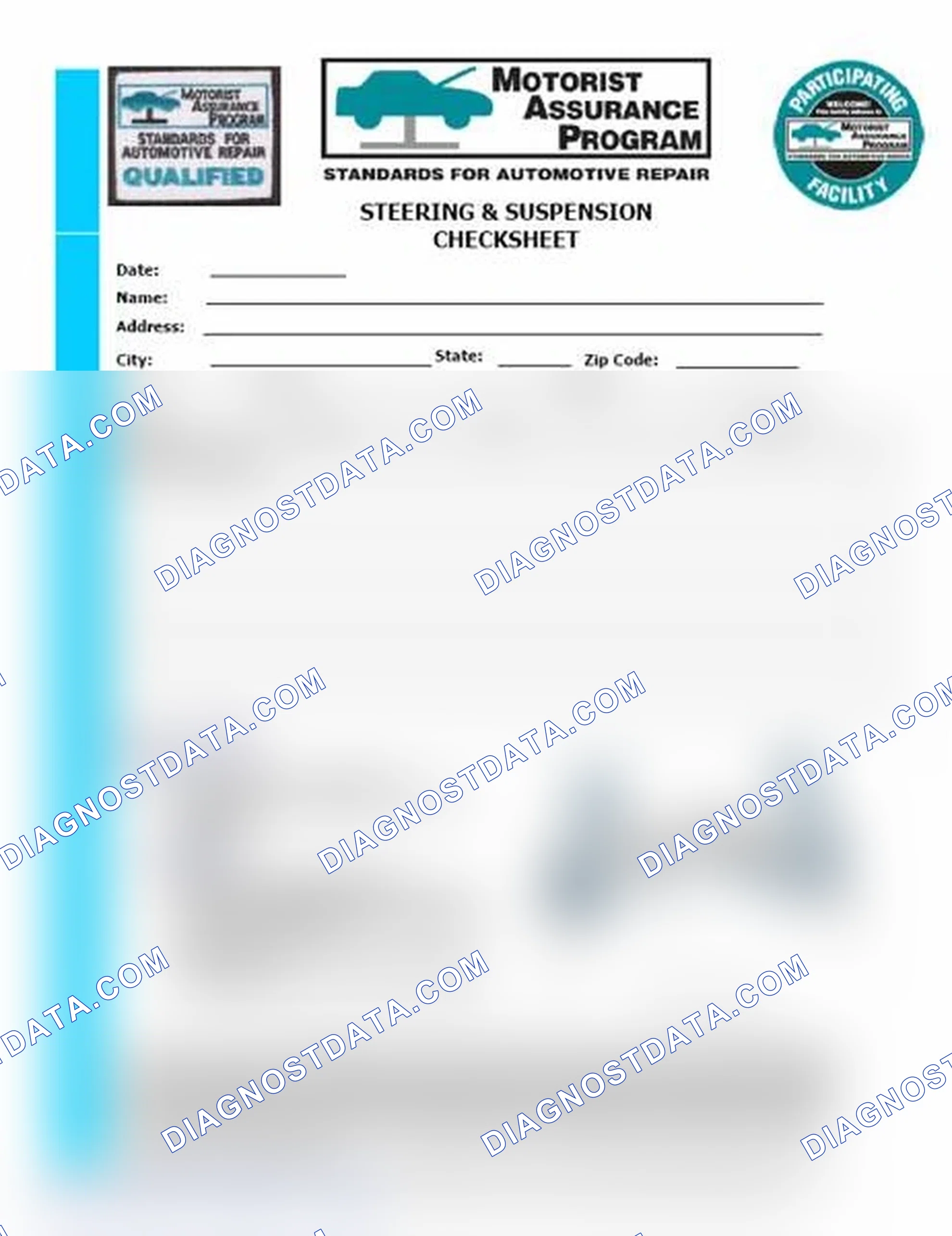 Scheme 11: Steering & Suspension Checksheet (1 Of 2)