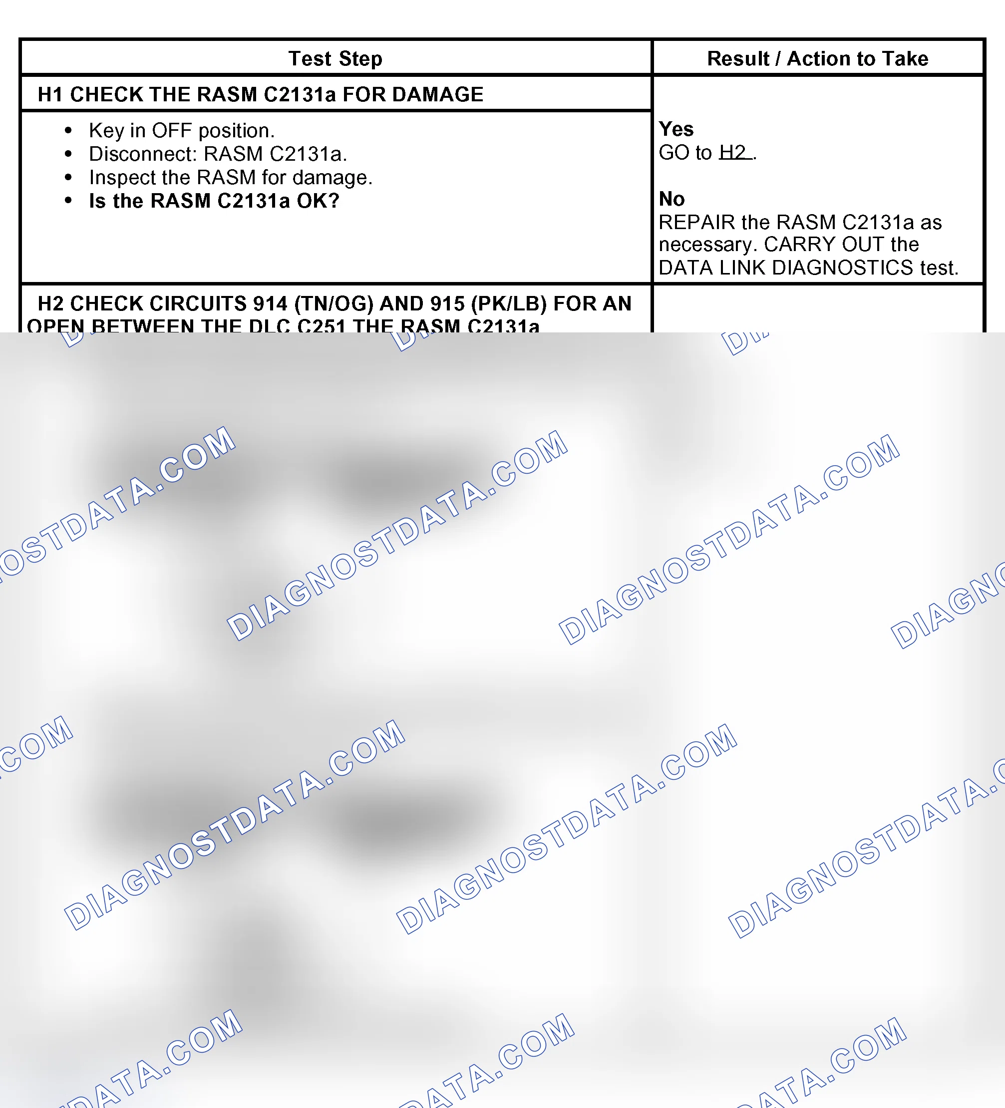 Scheme 15: PINPOINT TEST H: THE REAR AIR SUSPENSION MODULE (RASM) DOES NOT RESPOND TO THE DIAGNOSTIC TOOL
