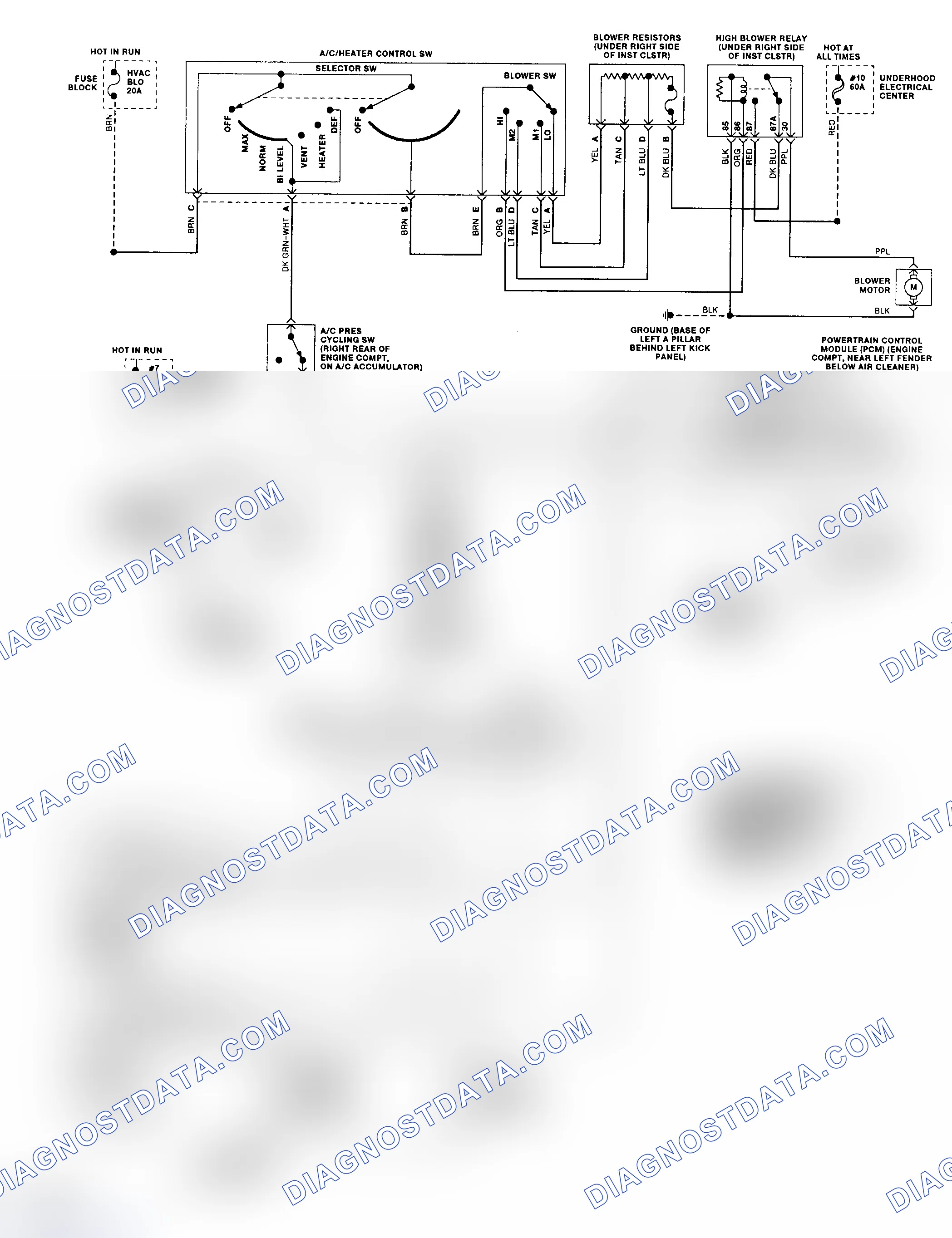 Scheme 289: Code 58 Schematic (4L80-E Gasoline) Transmission Fluid Temperature High