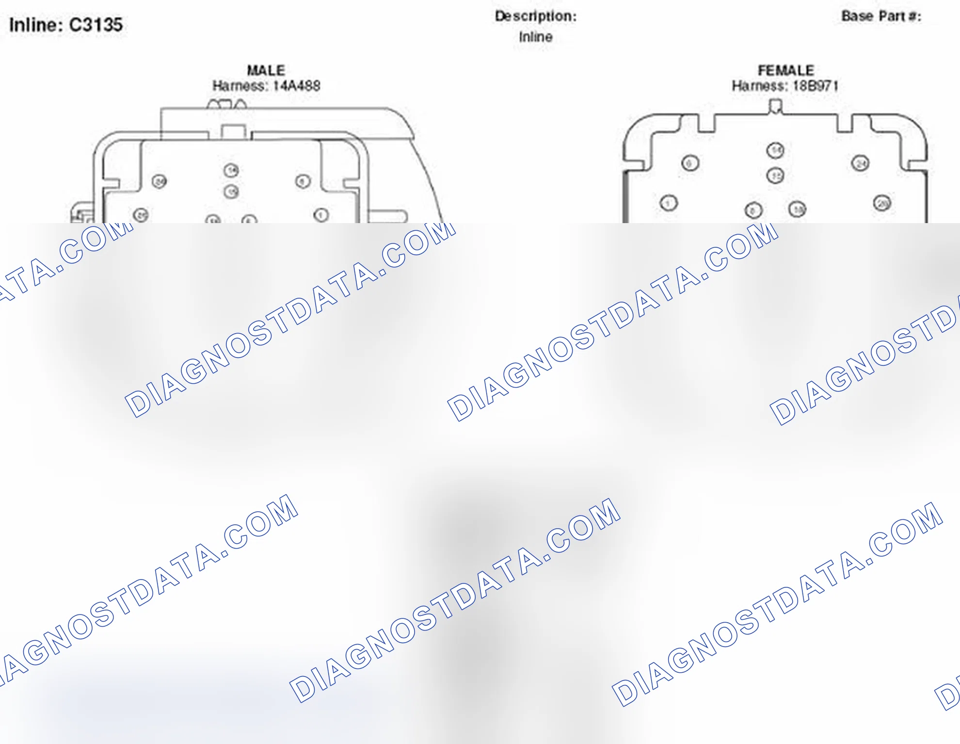 Scheme 343: Inline (1 Of 2) Connector End View (C3135) (1 Of 2)