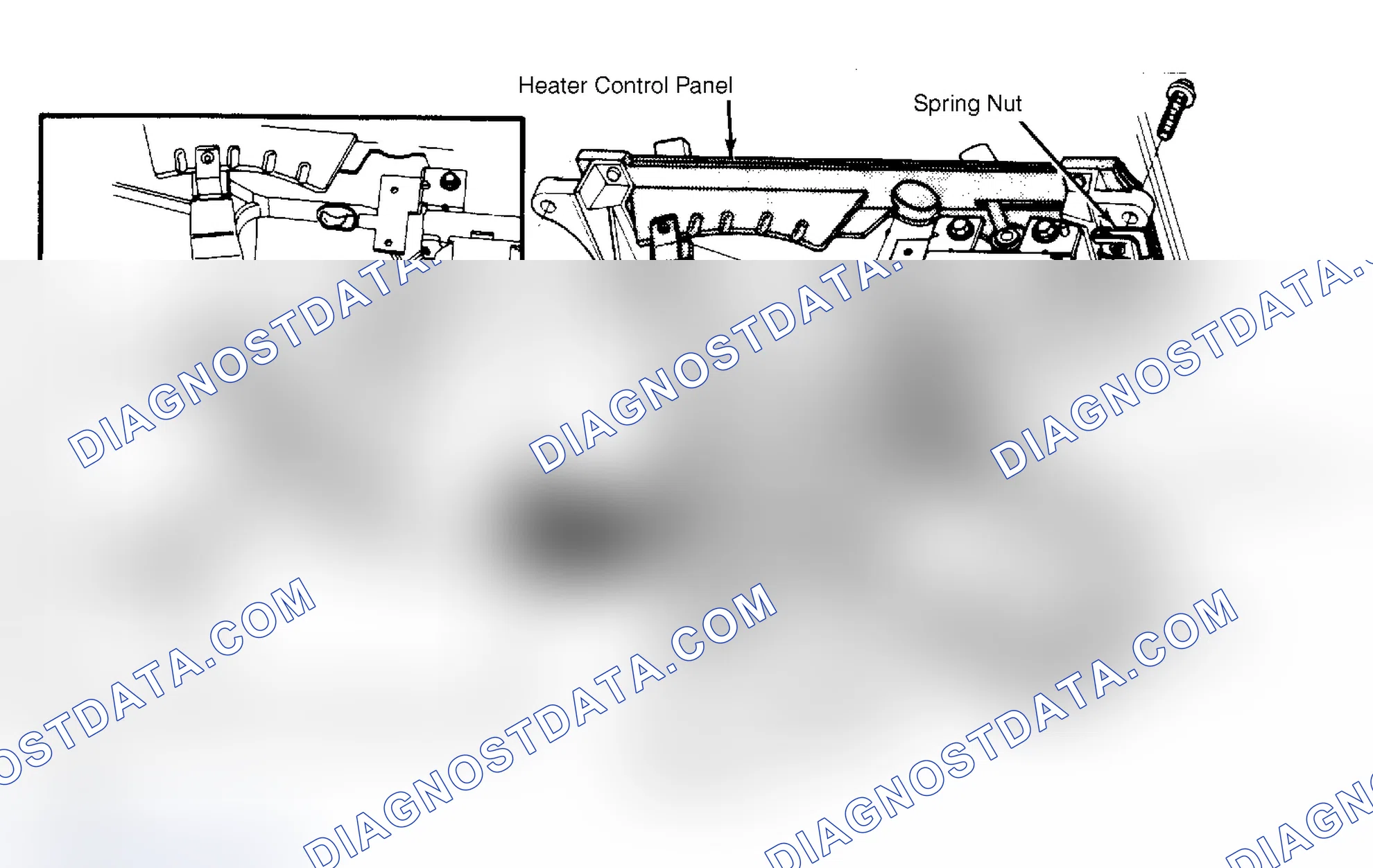 Scheme 1: Heater Control Panel Removal (Bronco II & Ranger Models) Release control cable snap-in flags with needle-nose pliers. Courtesy of Ford Motor Co.