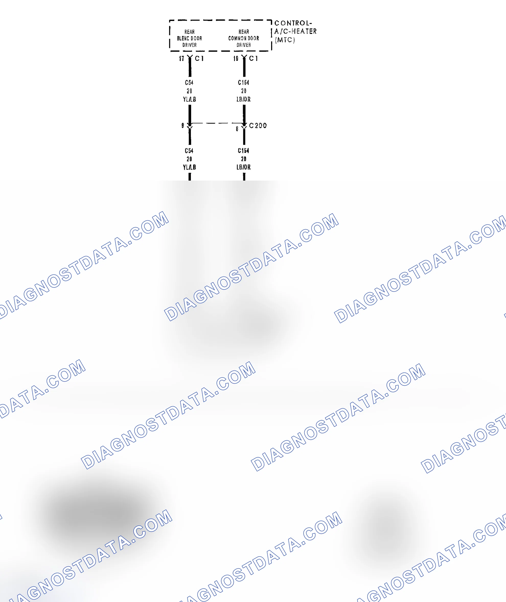 Scheme 156: B1055-REAR BLEND DOOR CONTROL CIRCUIT OPEN (MTC)