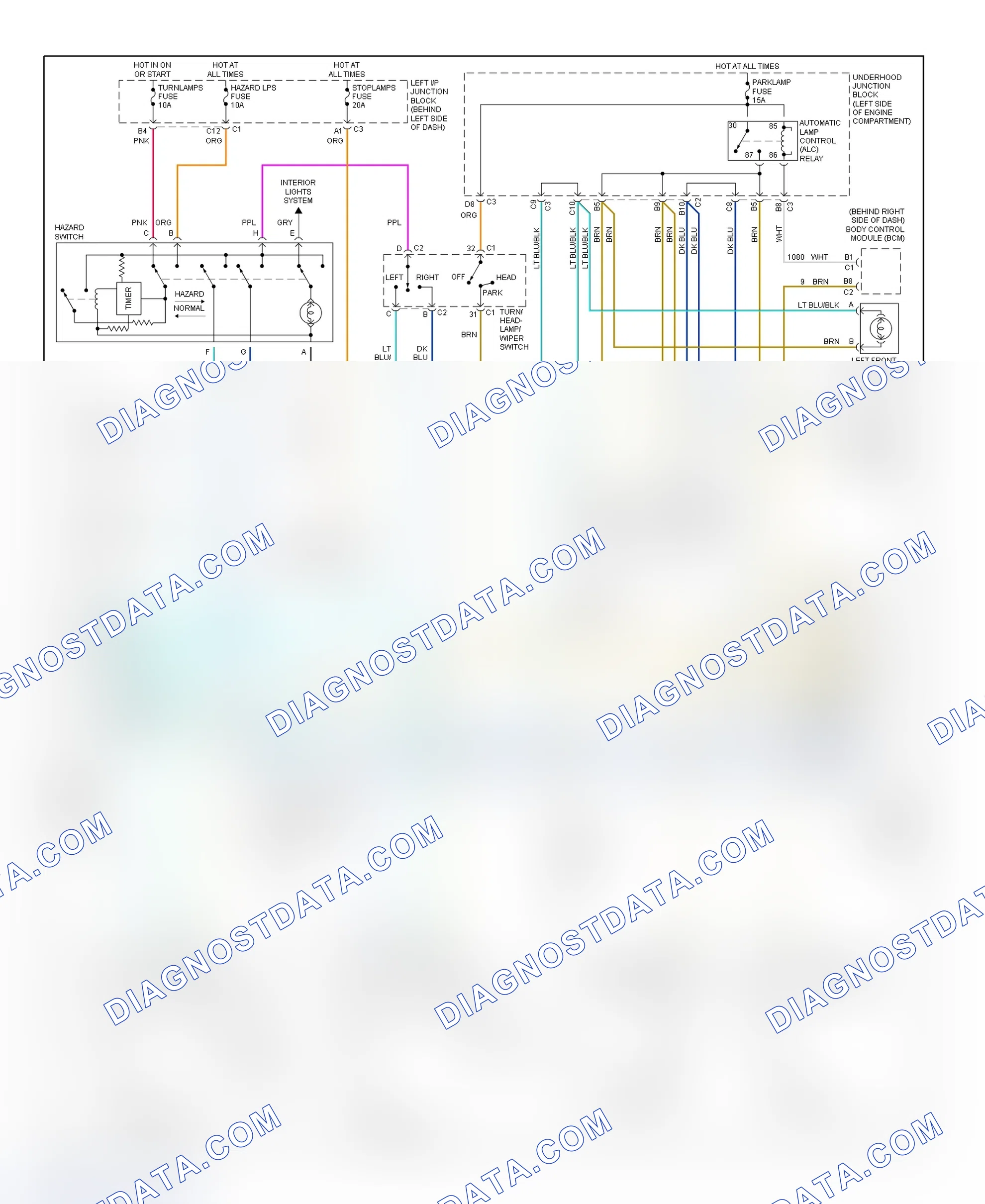 Scheme 1: Exterior Lights Wiring Diagram (Alero)
