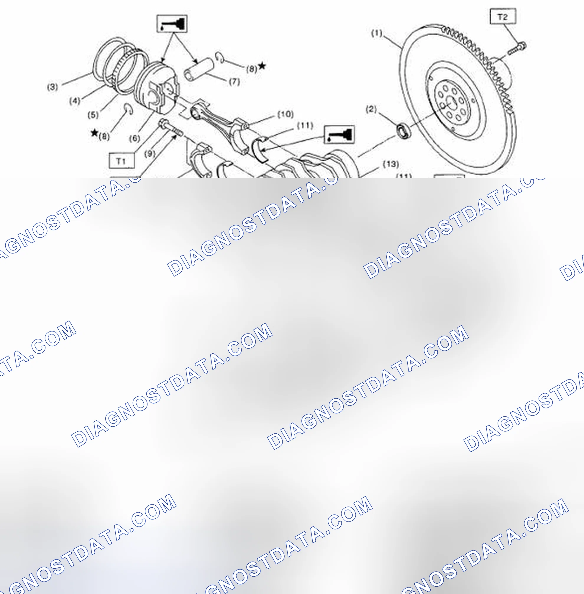 Scheme 499: Identifying Crankshaft And Piston Components With Torque Specification