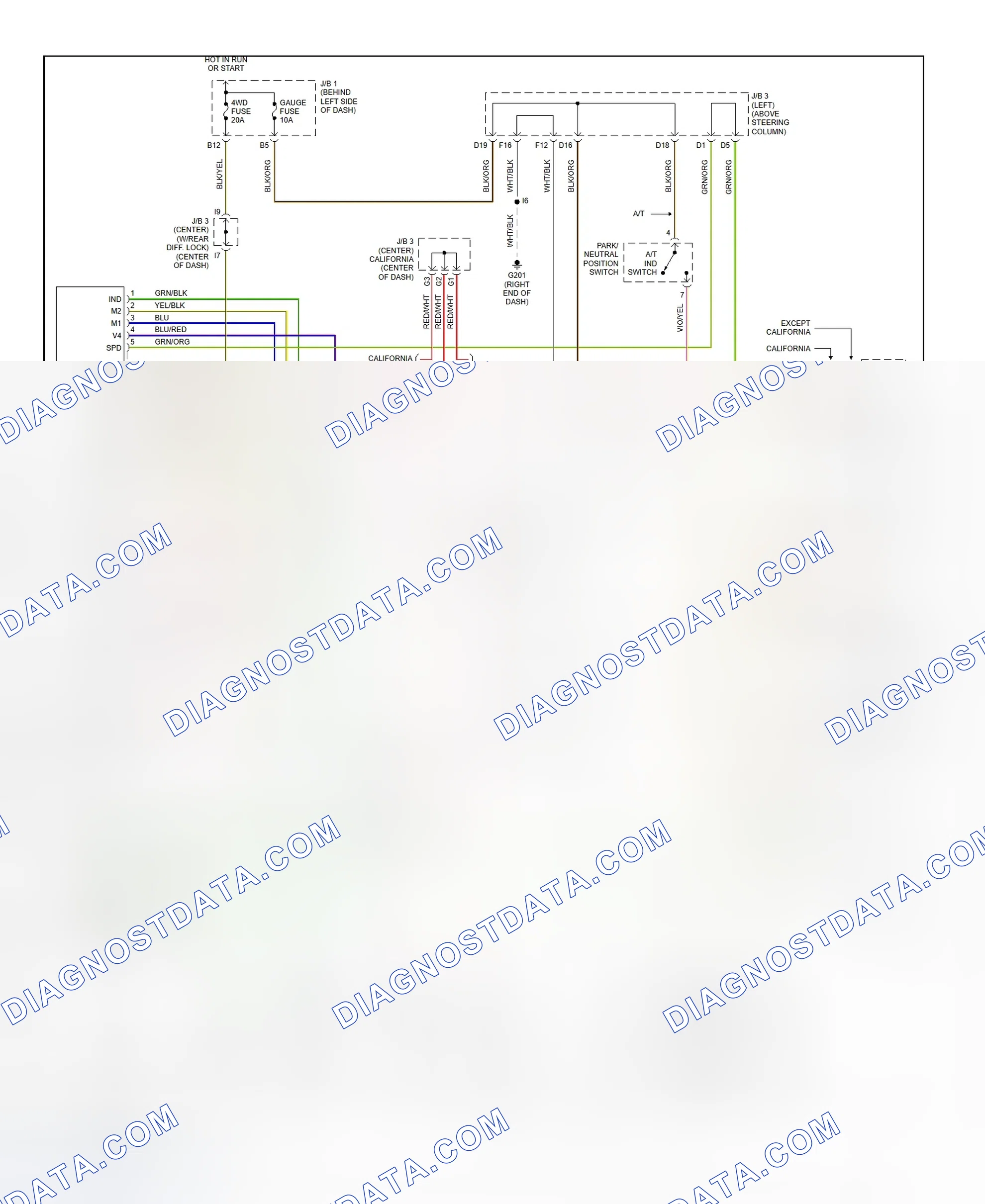 Fig. 9: Automatic Disconnecting Differential System Wiring Diagram (2000 Tacoma With 2-4 Select Switch)