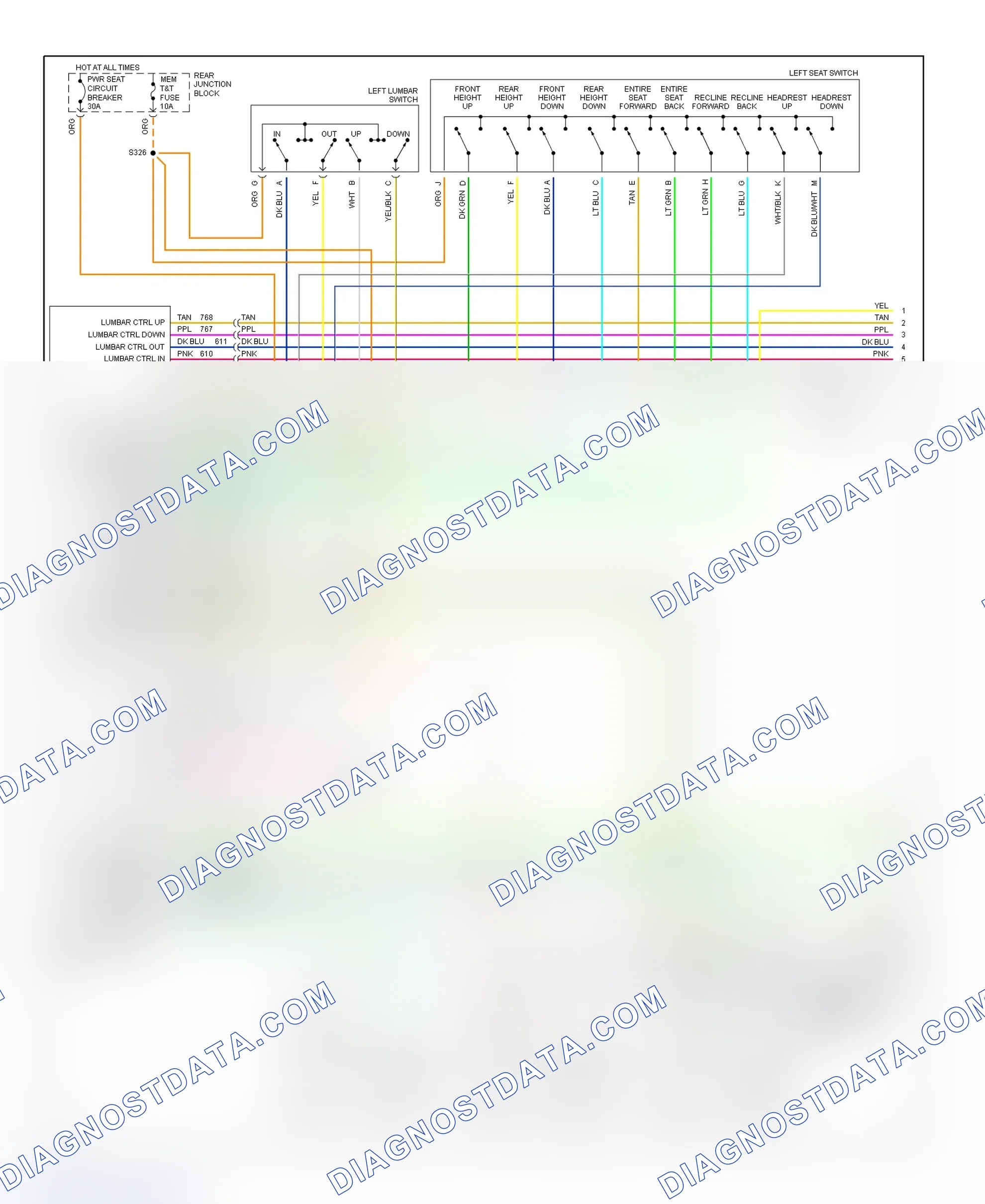 Scheme 16: Memory System Wiring Diagram (Seville W/Power Lumbar W/O Massage Memory Seat 1 Of 2)