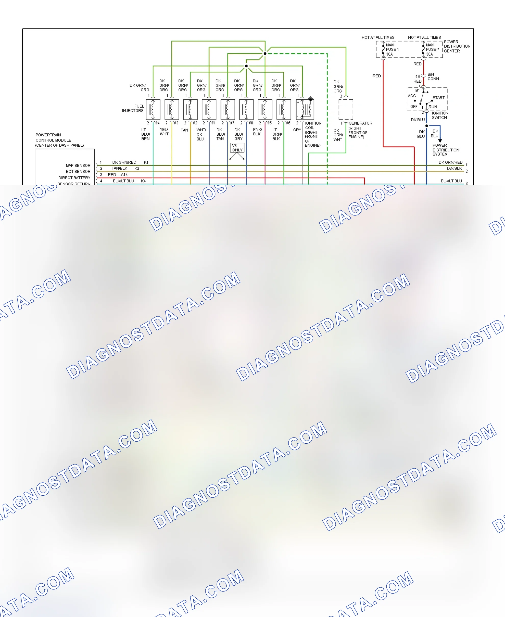 Scheme 145: Wiring Diagram (Ram Van/Wagon - 3.9L, 5.2L & 5.9L - 1 Of 2)