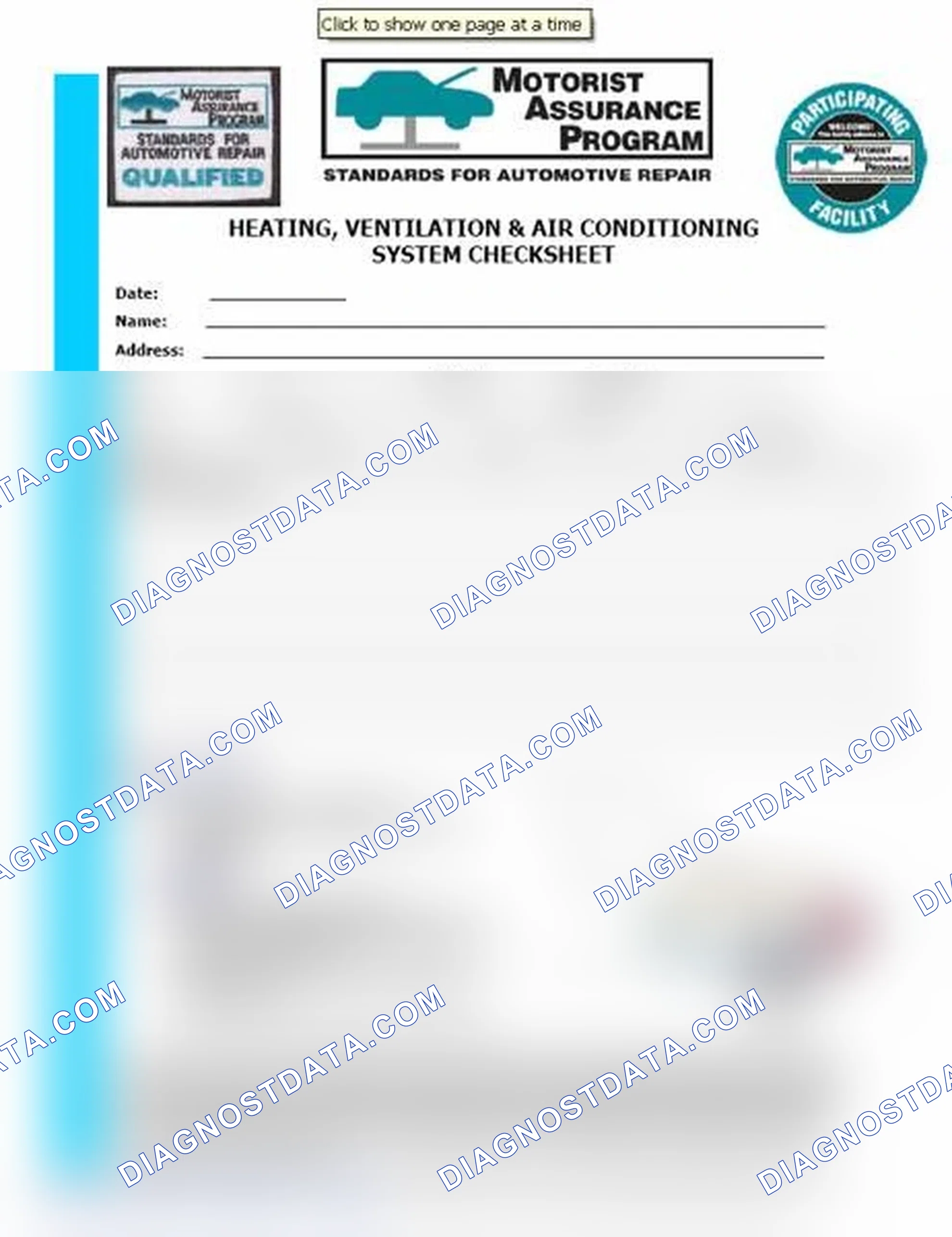 Scheme 15: Heating, Ventilation & Air Conditioning System Checksheet (1 Of 2)