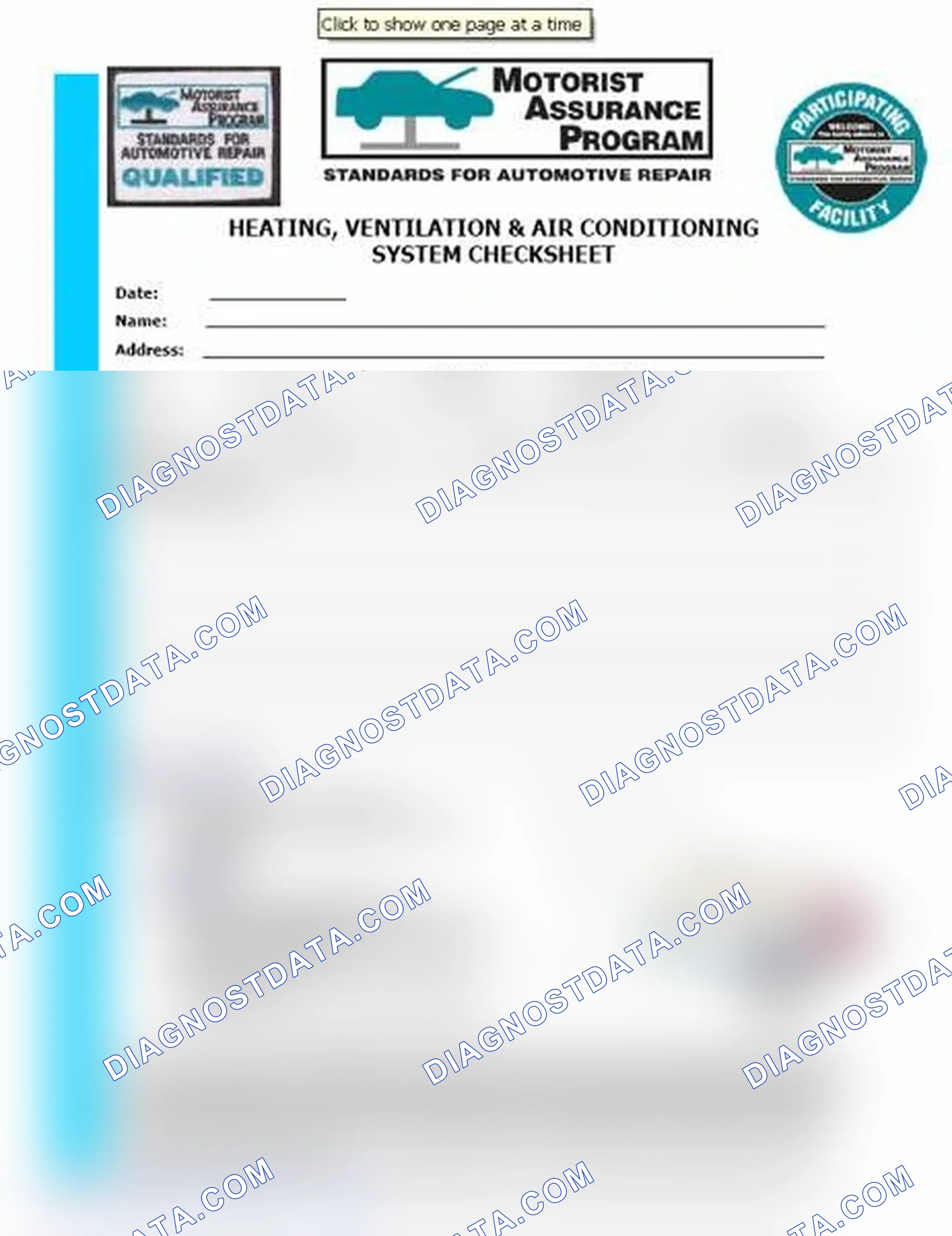 Scheme 15: Heating, Ventilation & Air Conditioning System Checksheet (1 Of 2)