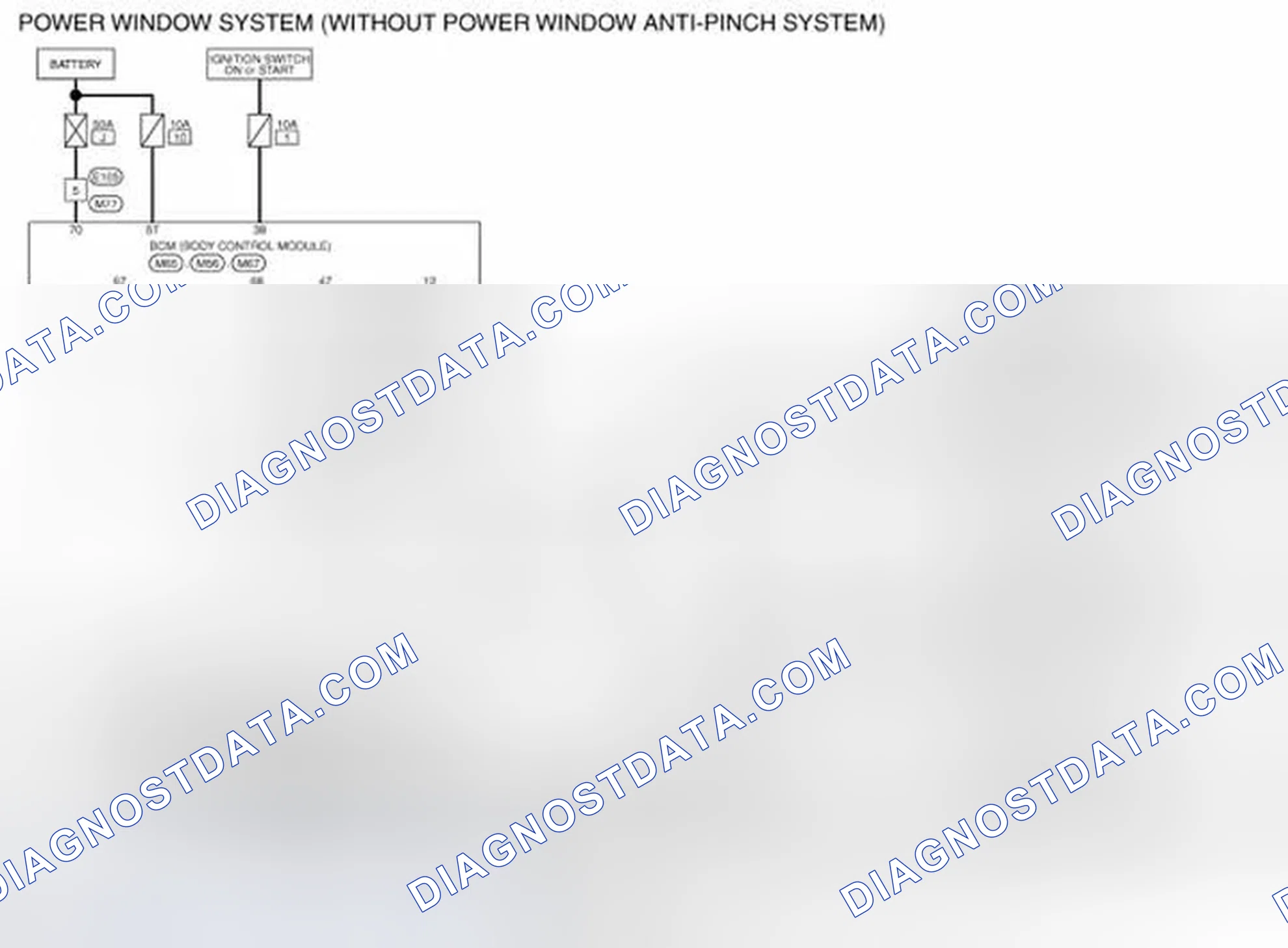 Scheme 37: Wiring Diagram - POWER WINDOW CONTROL SYSTEM (WITHOUT POWER DOW ANTI-PINCH SYSTEM)