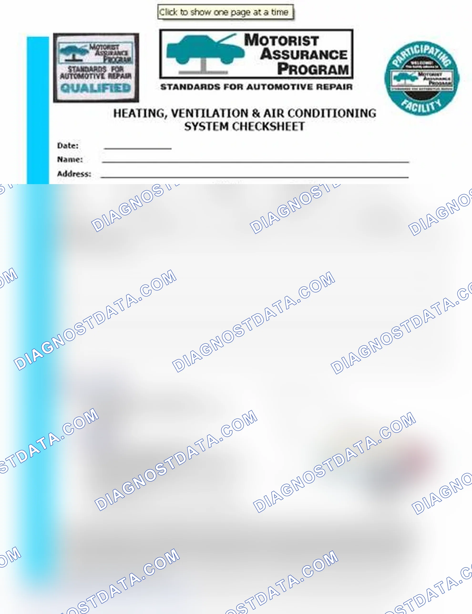 Scheme 15: Heating, Ventilation & Air Conditioning System Checksheet (1 Of 2)