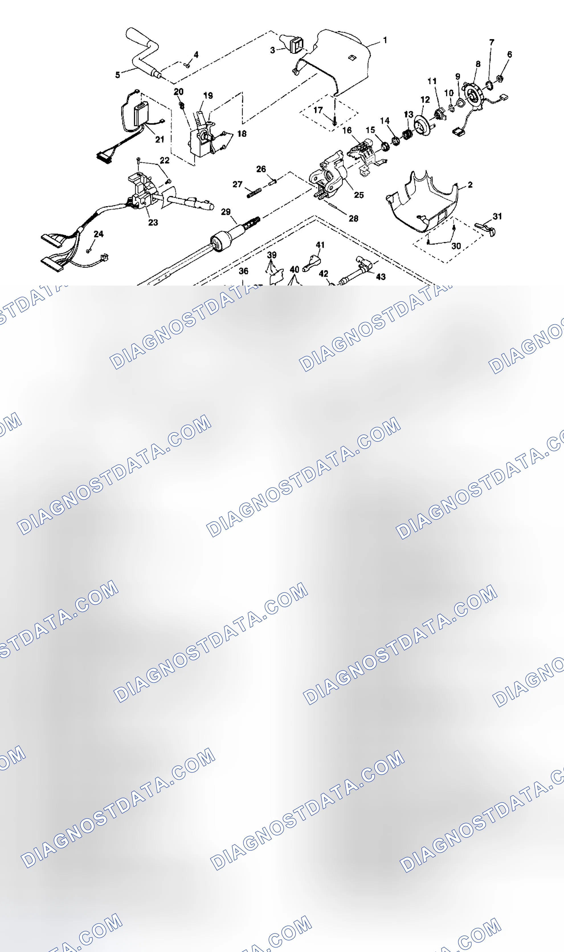 Scheme 1: Steering Column Disassembled View (Column Shift Lean Shaft)