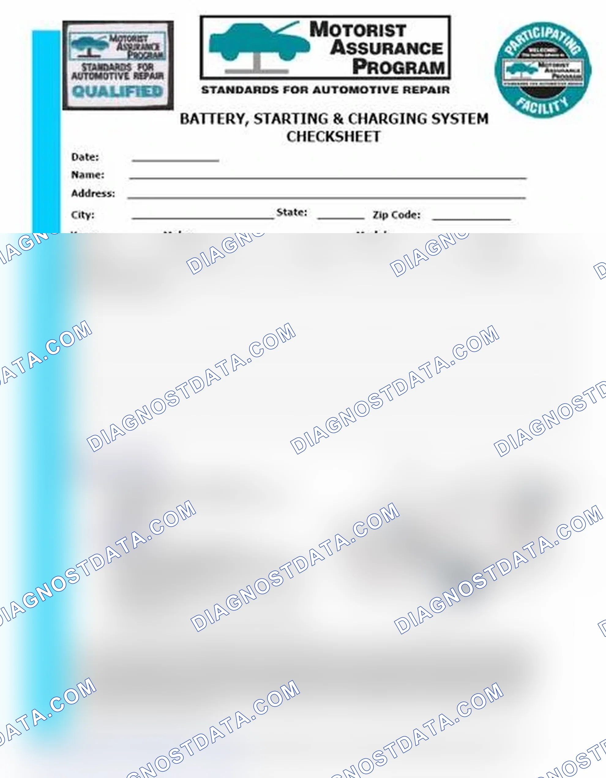 Scheme 3: Battery, Starting & Charging System Checksheet (1 Of 2)