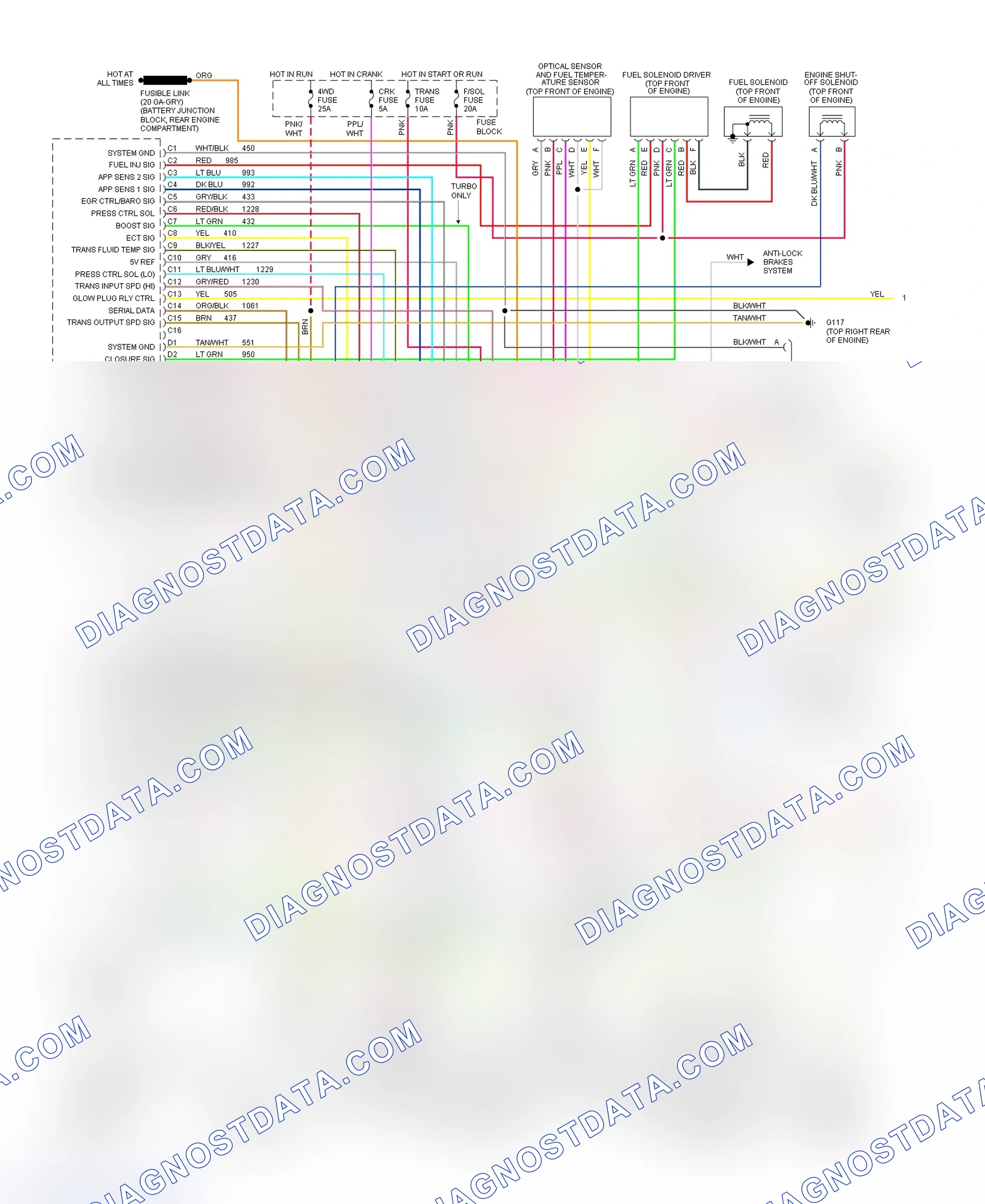 Scheme 390: Wiring Diagram For Blazer, Pickup, Sierra, Suburban & Yukon With 4L80-E (1 Of 2)