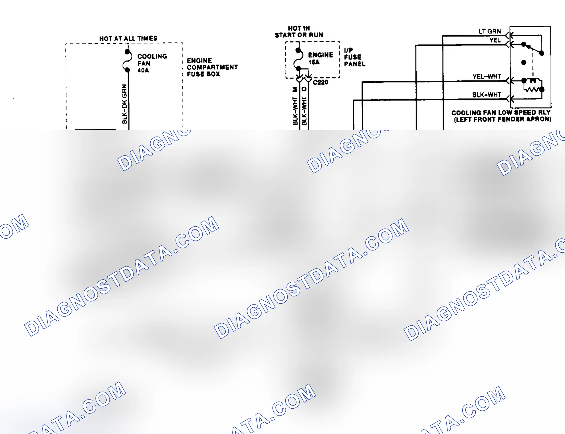 Scheme 4: Electric Cooling Fan Wiring Diagram (Escort 1.9L & Tracer 1.9L)