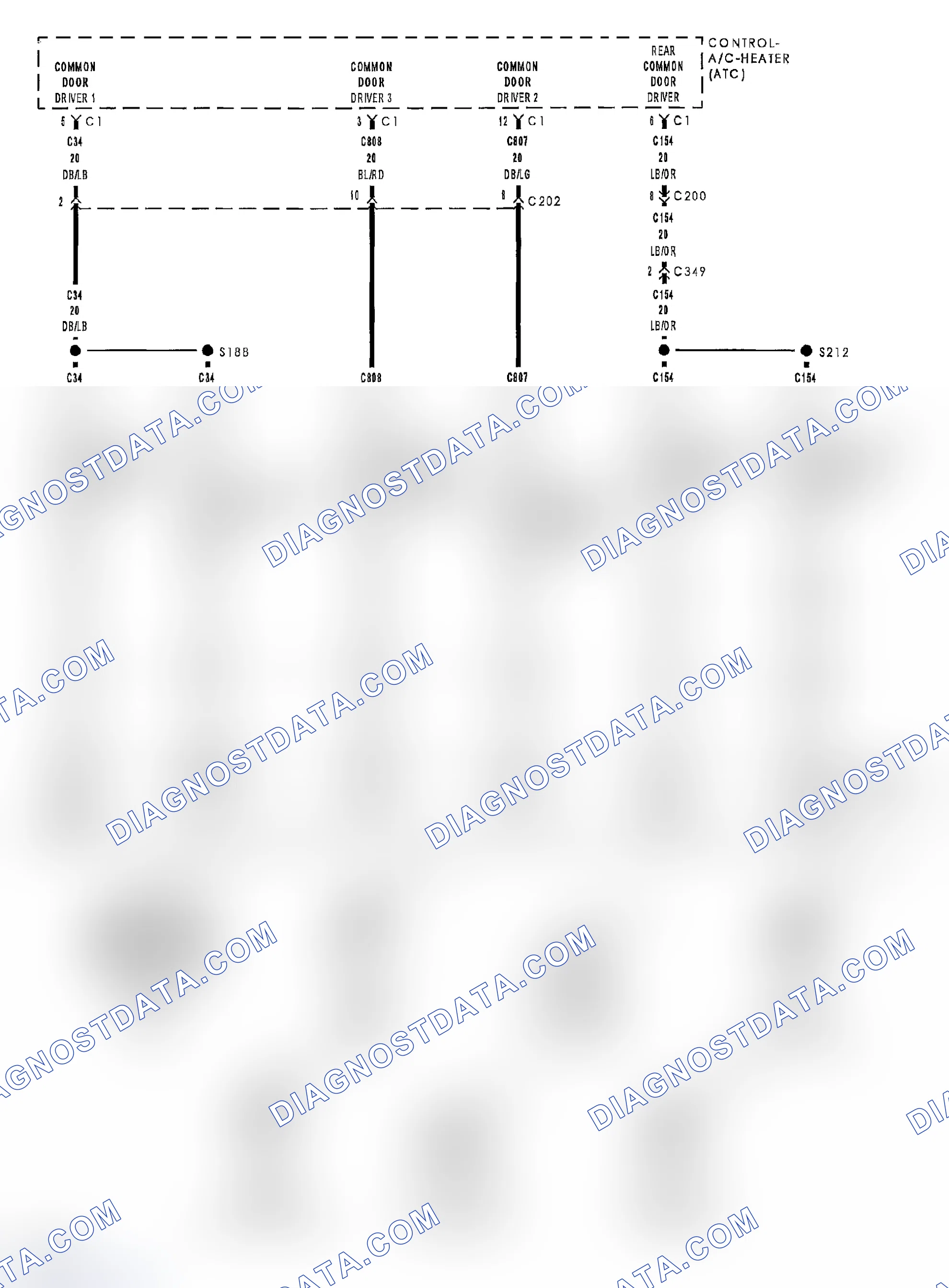 Scheme 148: B1054-REAR BLEND DOOR CONTROL CIRCUIT HIGH (ATC)
