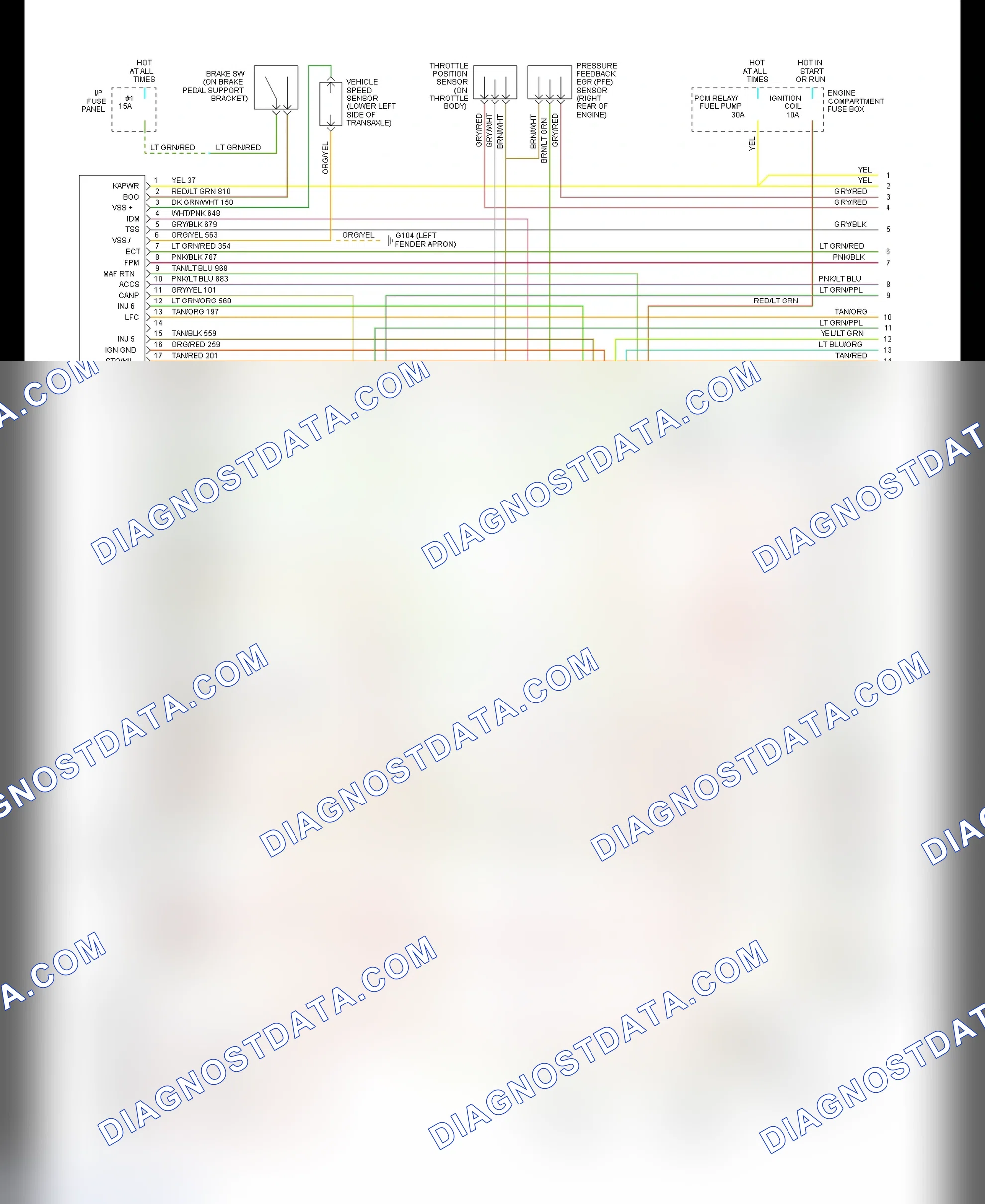 Scheme 50: EEC-IV Wiring Diagram Sable 3.0L & Taurus 3.0L Except Flex Fuel & SHO - 1 Of 2