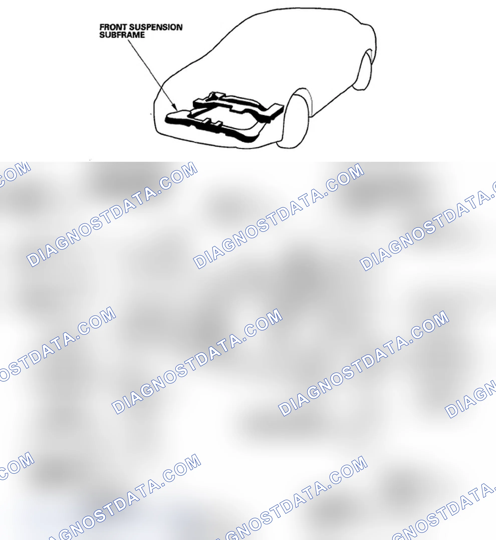 Fig. 2: Identifying Subframe Replacement (With Torque Specifications)