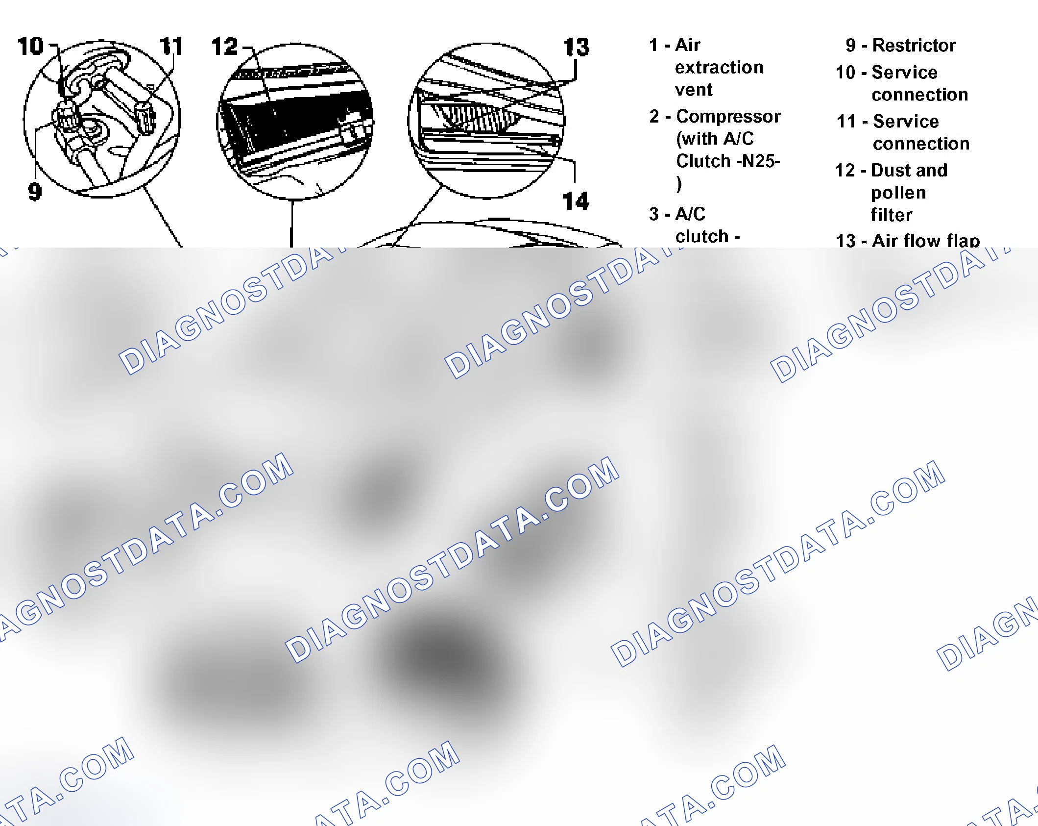 Scheme 24: A/C system components (in engine compartment)