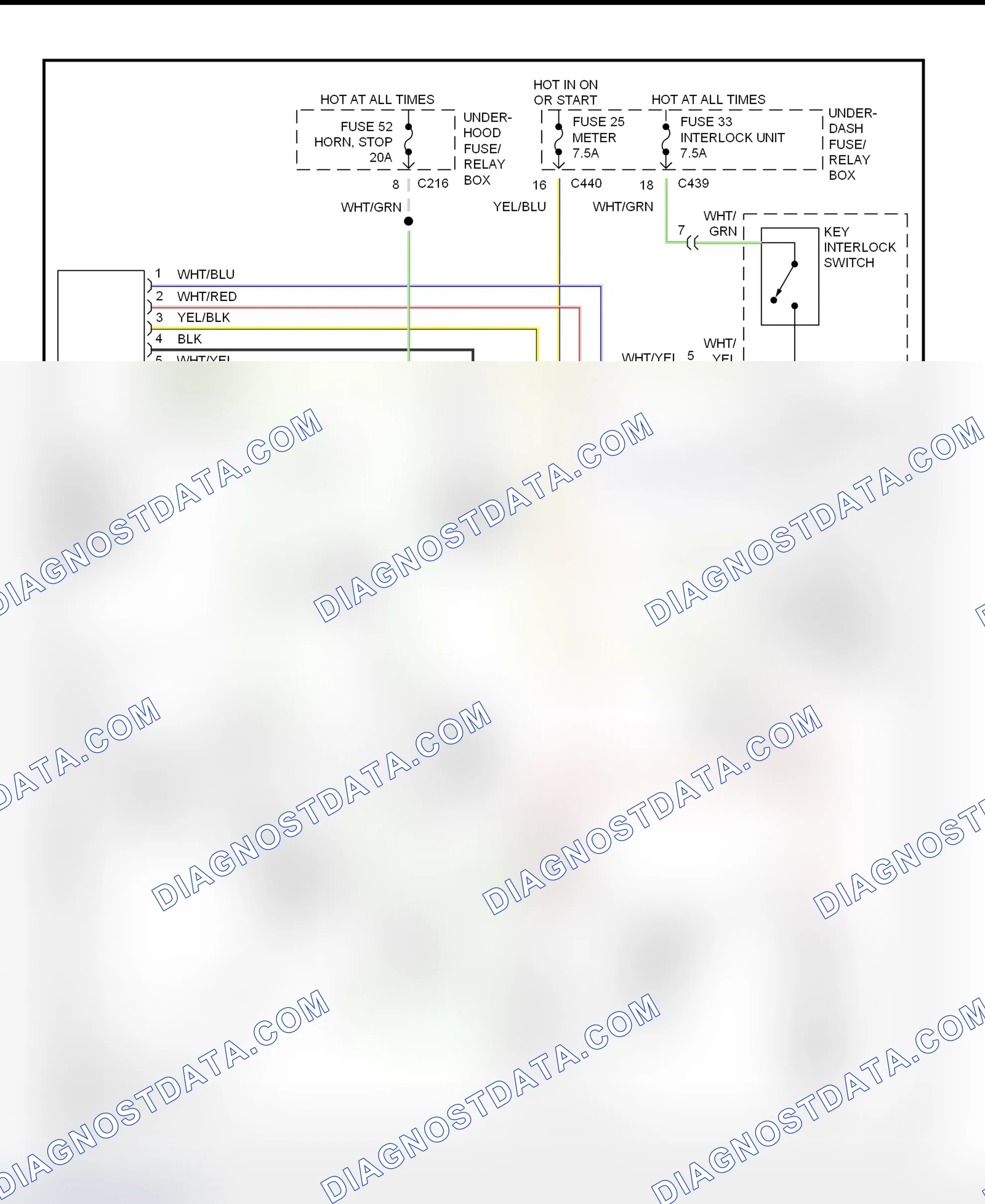 Scheme 43: Shift & Key Interlock System Wiring Schematic (1998 Acura Integra)