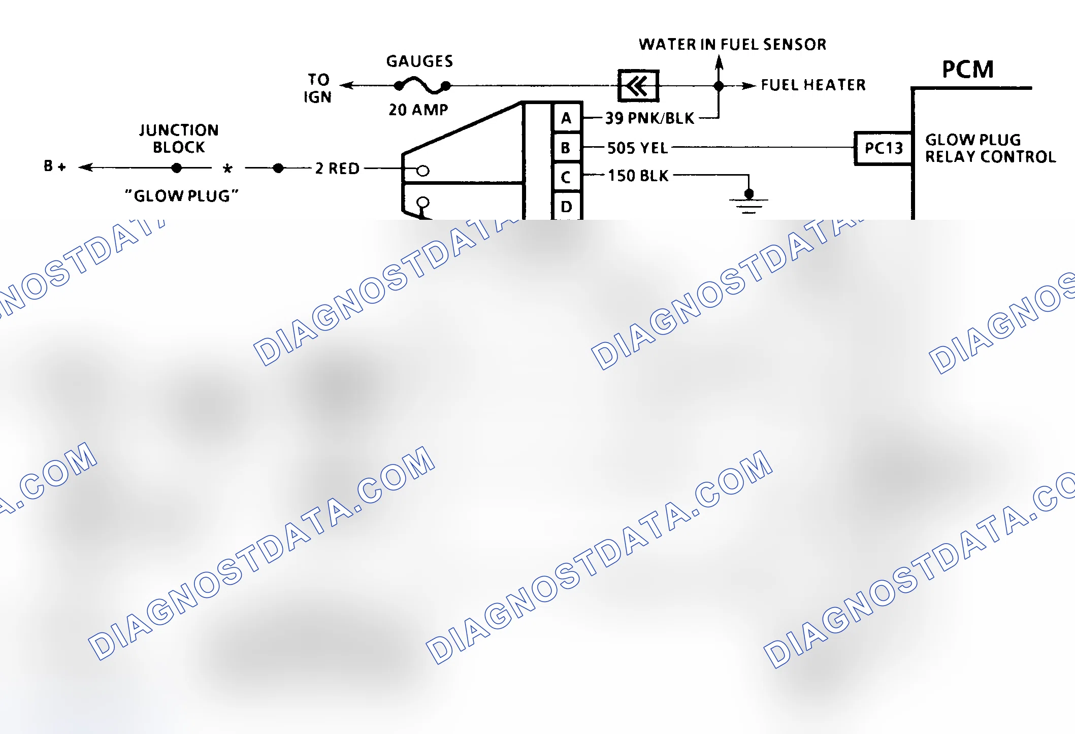 Scheme 192: DTC 29 Schematic ("C" & "K" Series) Glow Plug Relay Circuit Fault