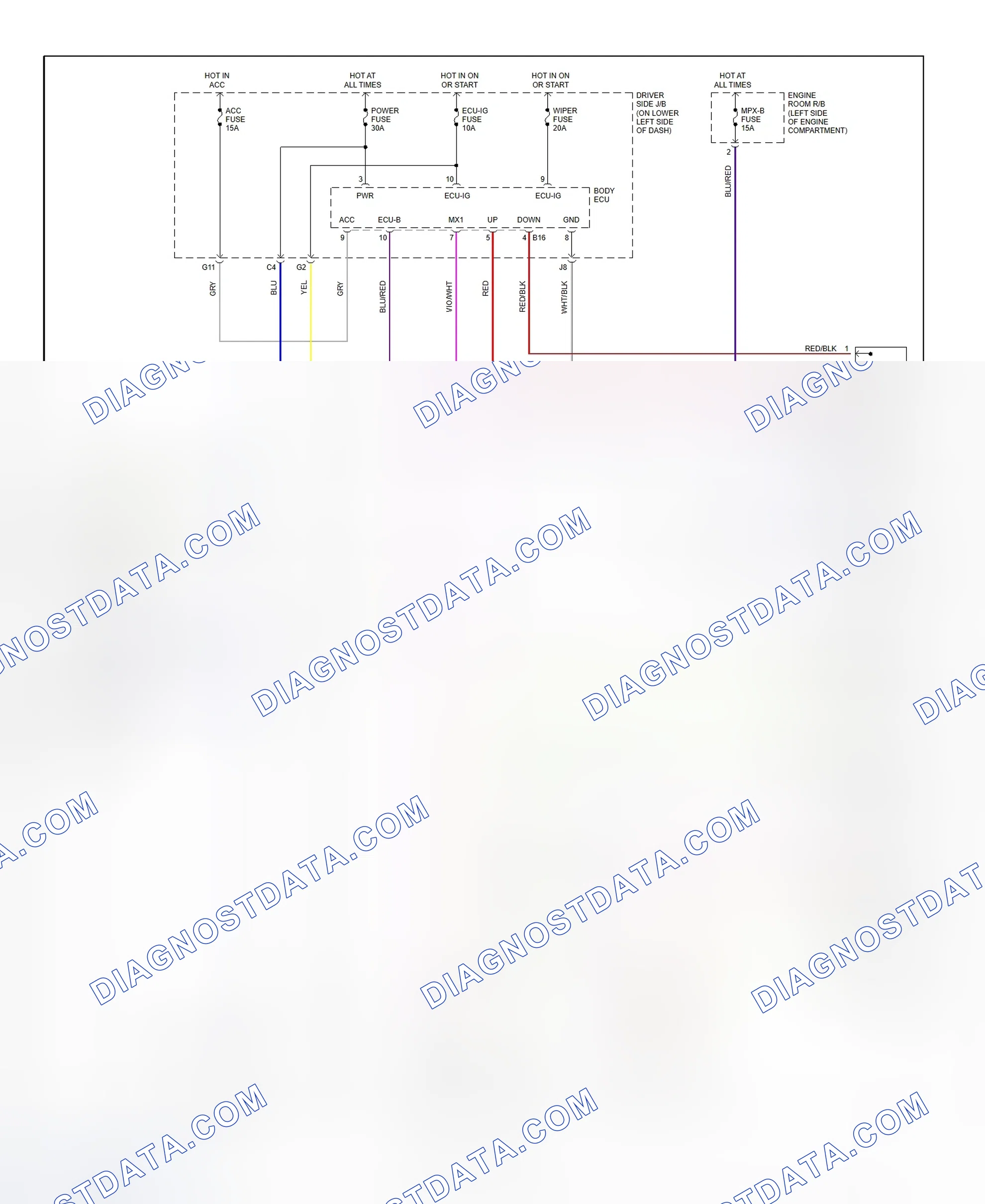 Scheme 11: Tailgate Power Window System Wiring Diagram (4Runner)