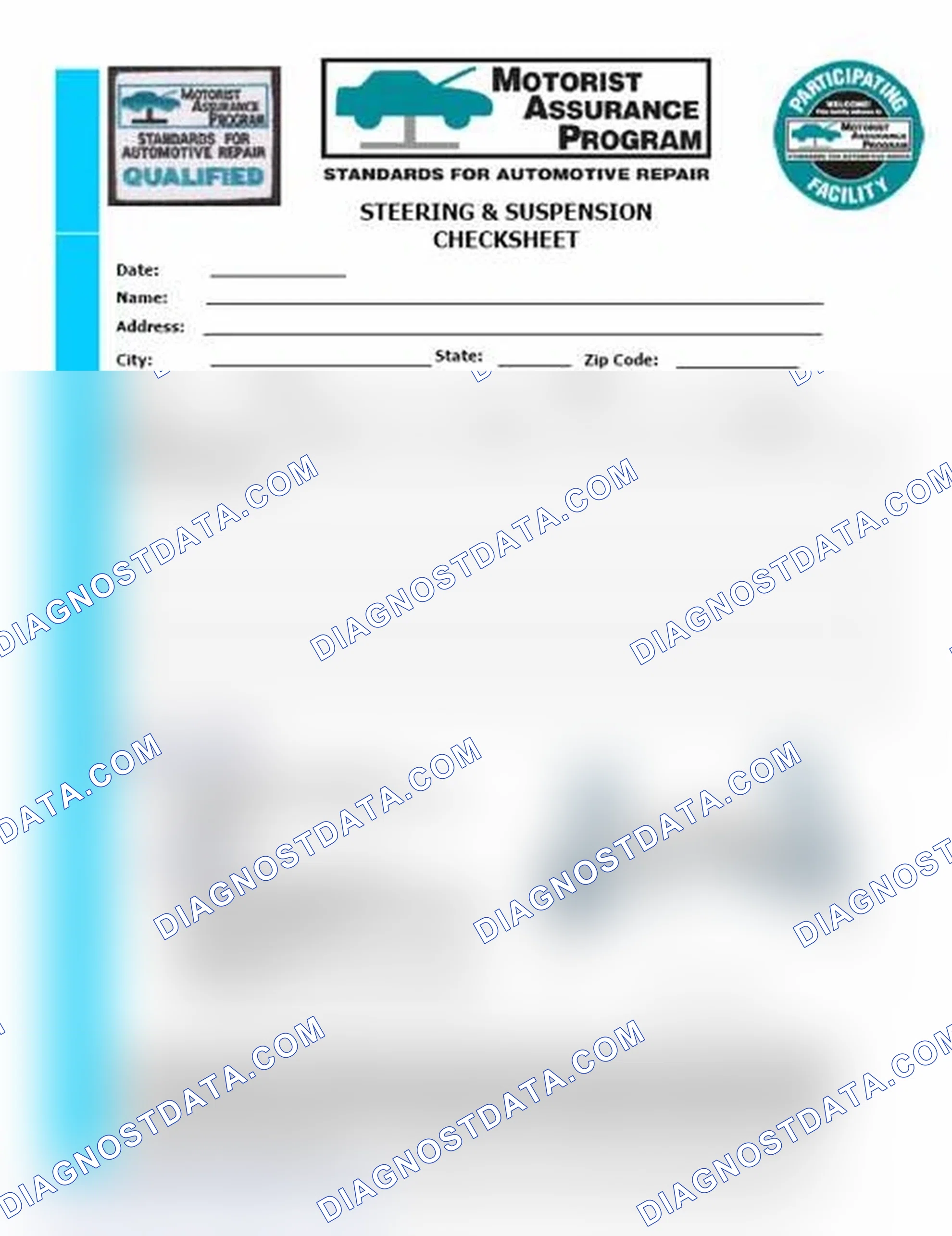 Scheme 11: Steering & Suspension Checksheet (1 Of 2)