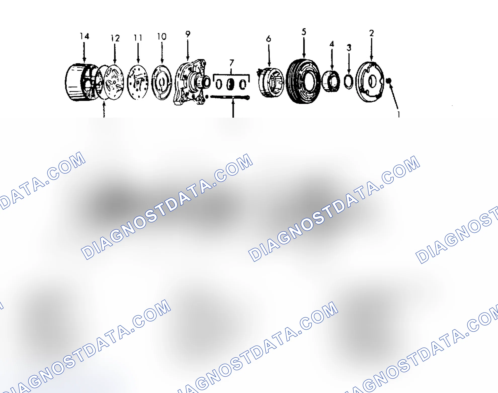 Scheme 4: Exploded View of Harrison HR-6 6-Cylinder Compressor
