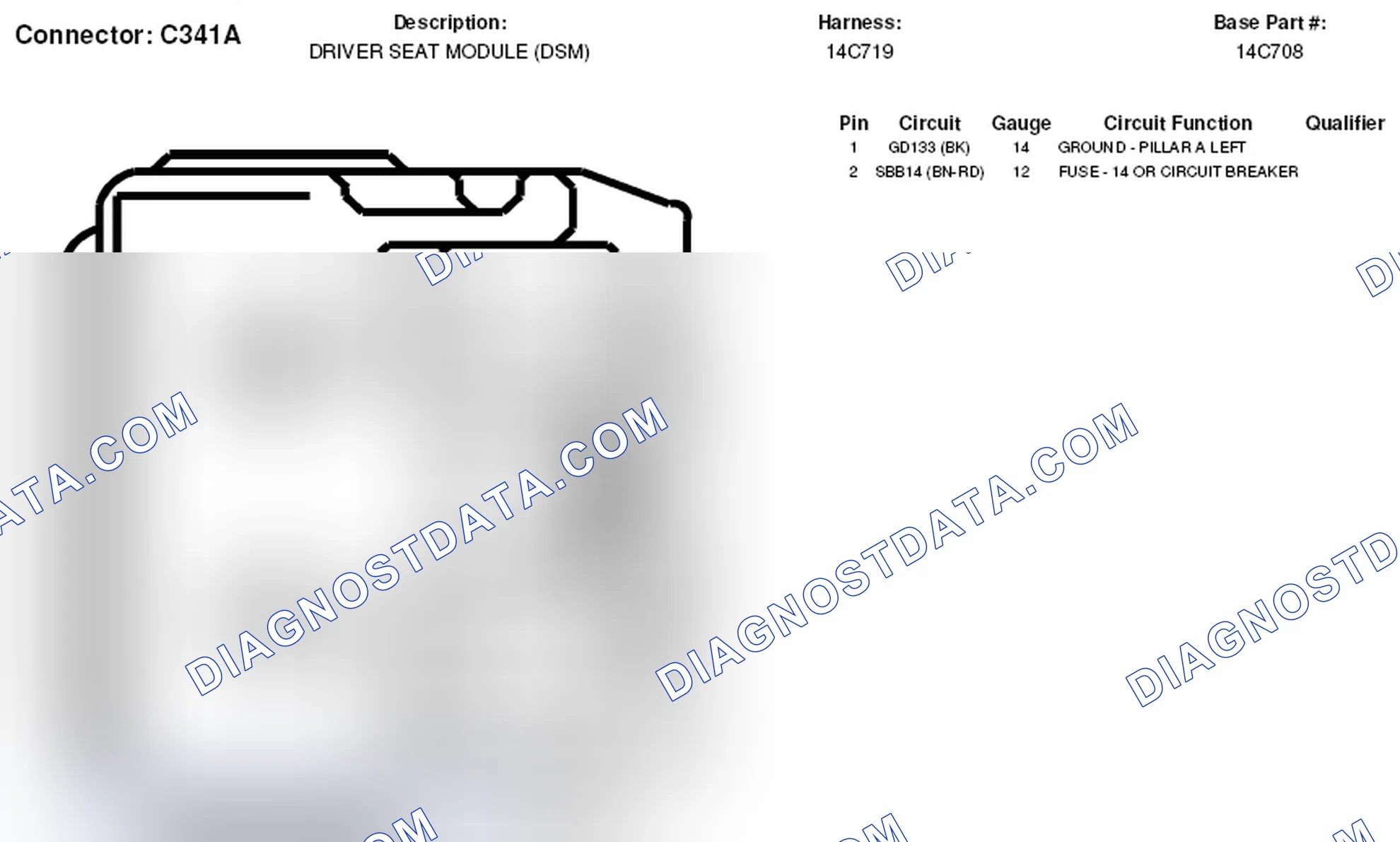Scheme 144: Driver Seat Module Connector End View (C341A)