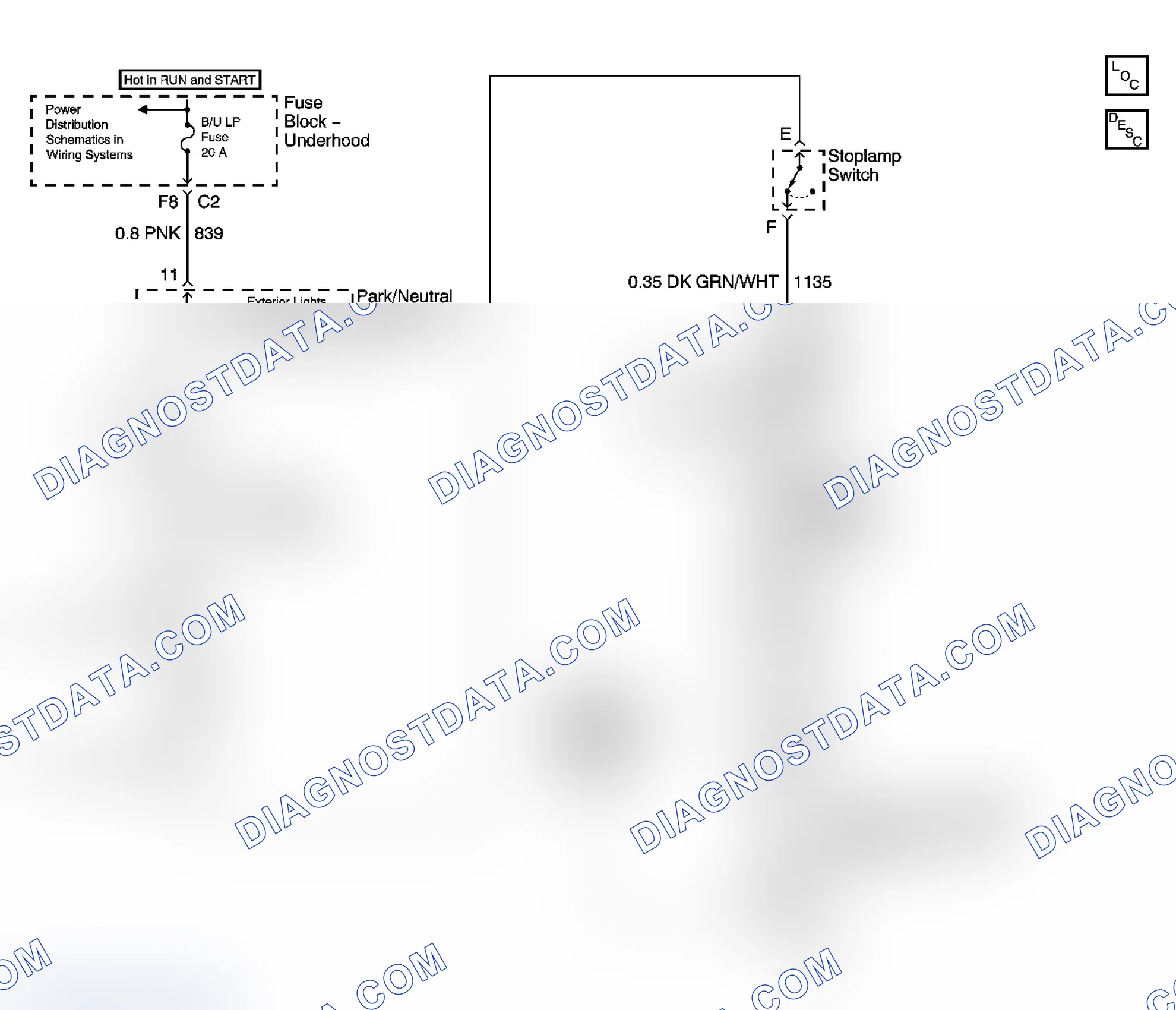 Scheme 598: Automatic Transmission Shift Lock Control Schematics