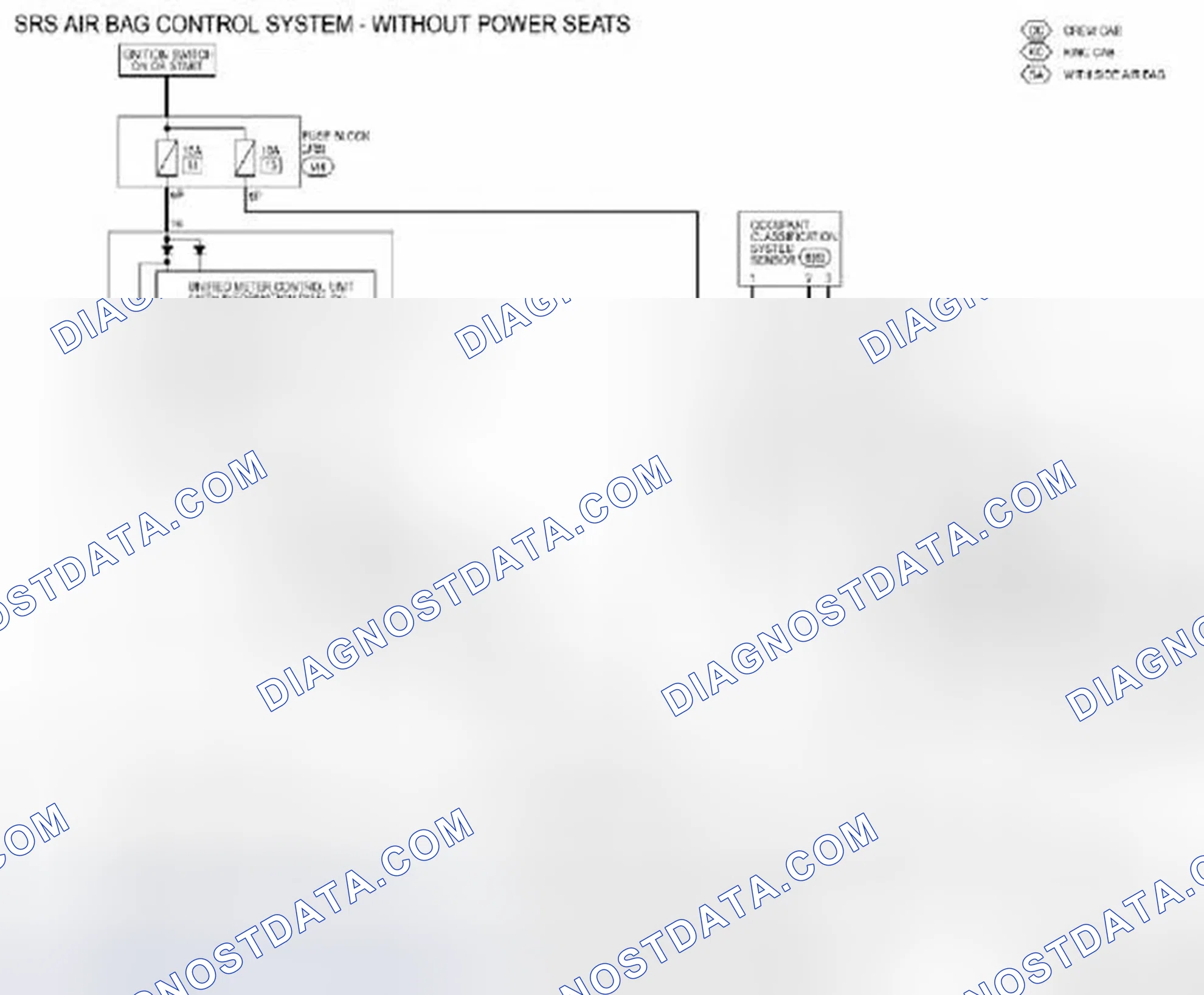 Scheme 168: SRS Airbag Control System Diagnosis Sensor Unit: Wiring Diagram [without Power Seats]