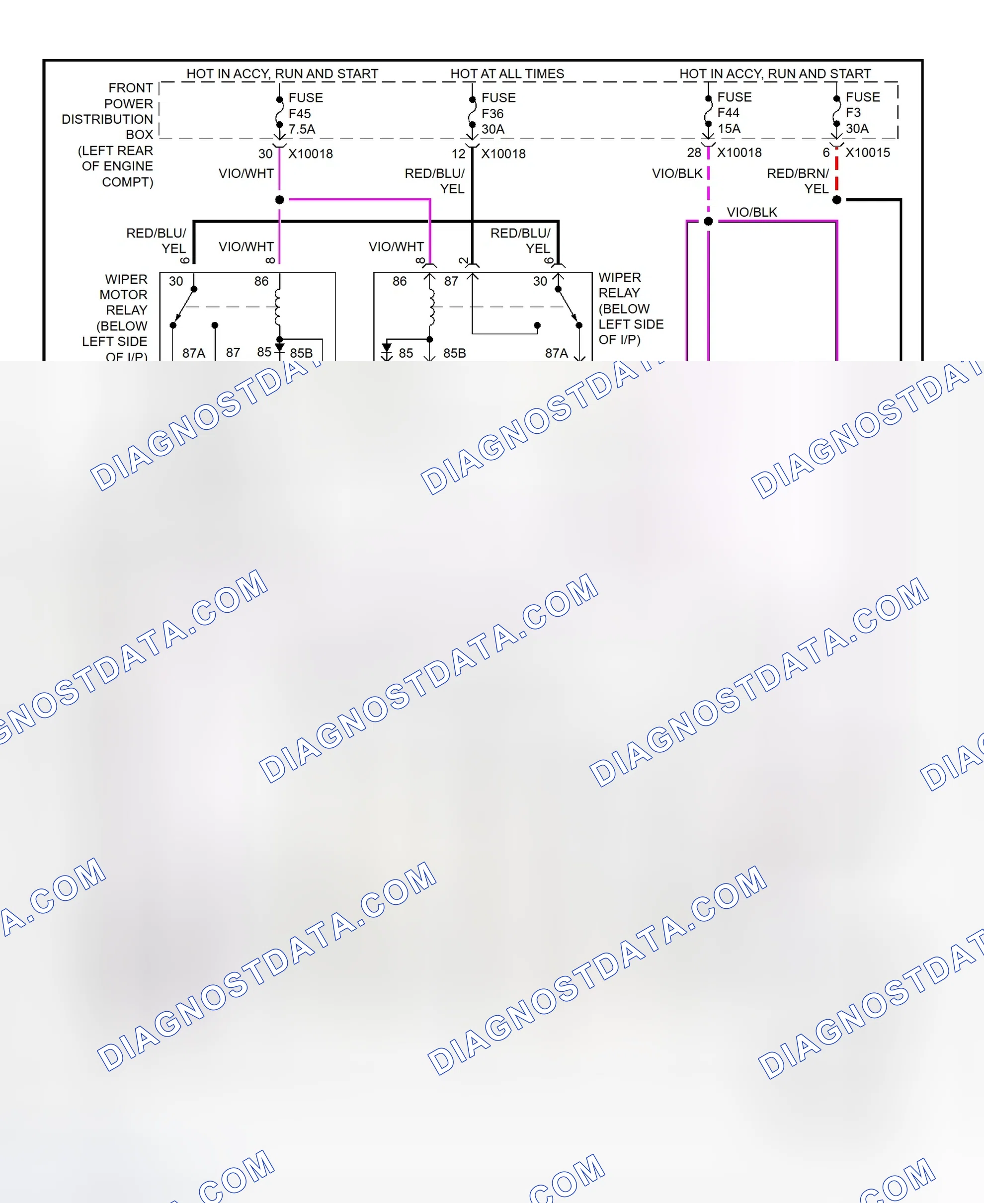 Fig. 7: Wiper/Washer System Wiring Diagram (318ti - Canada)