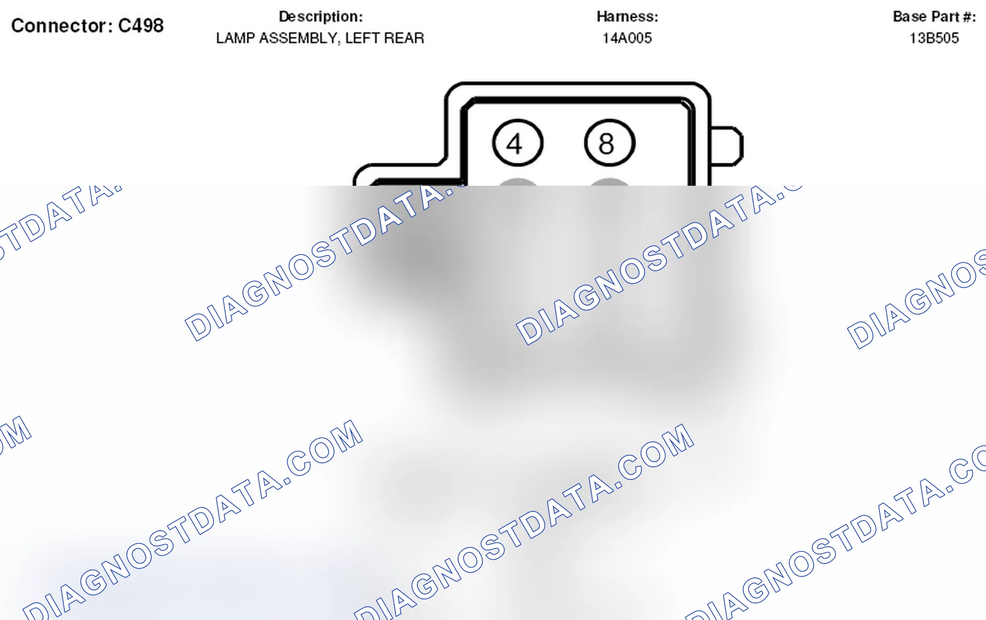 Scheme 136: Left Rear Lamp Assembly Connector End View (C498)