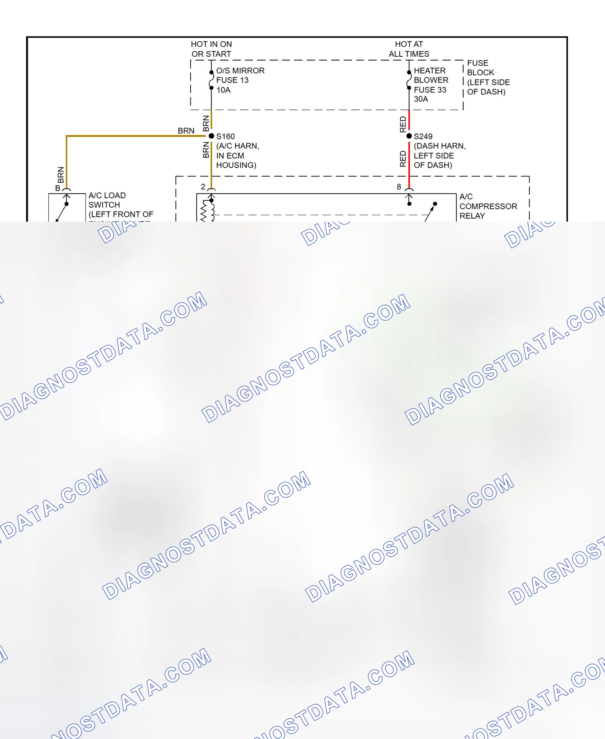 Scheme 14: A/C Compressor Clutch Control Circuit Wiring Diagram (2000-01 Catera)