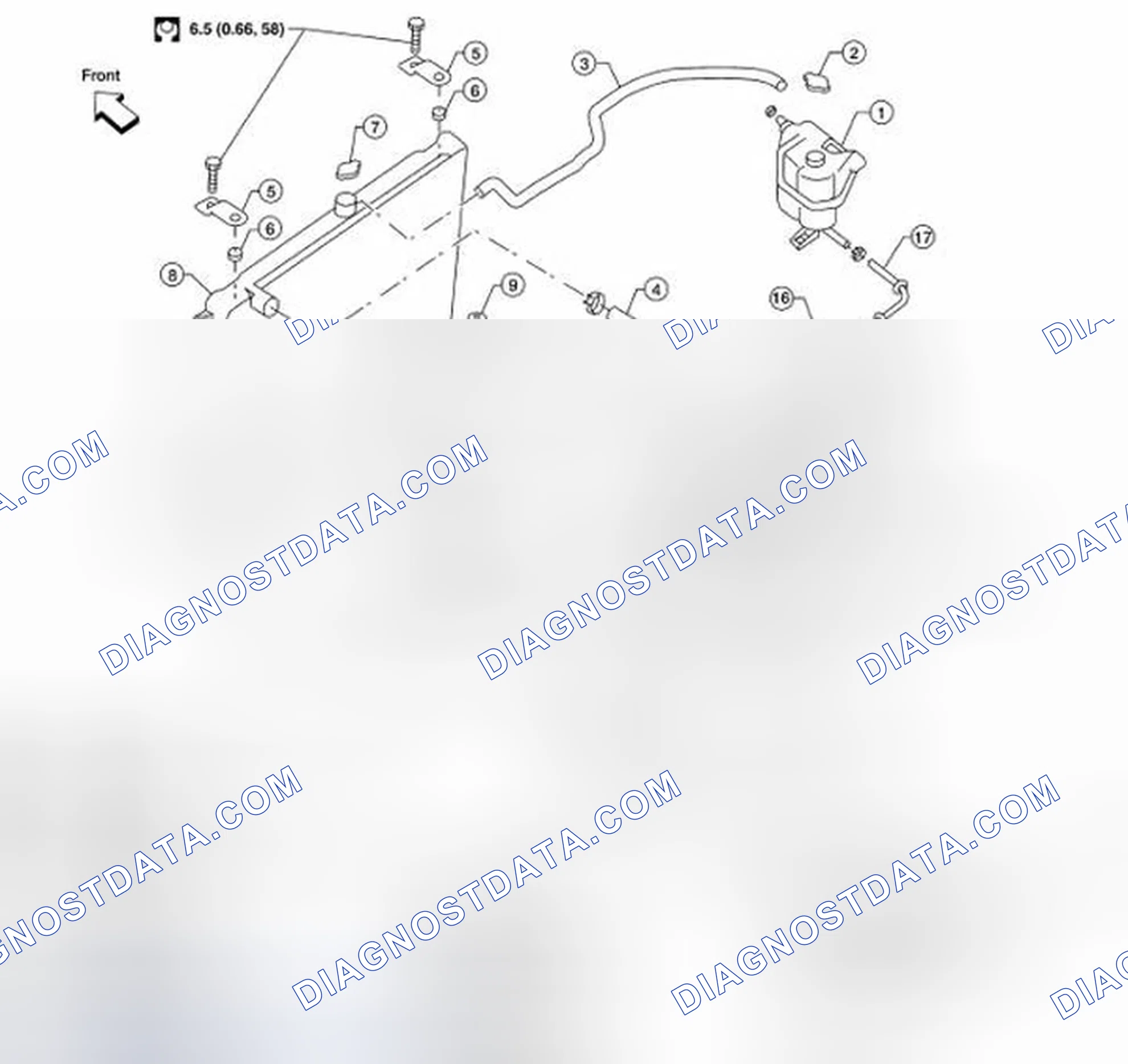 Fig. 15: Identifying Radiator Components With Torque Specifications
