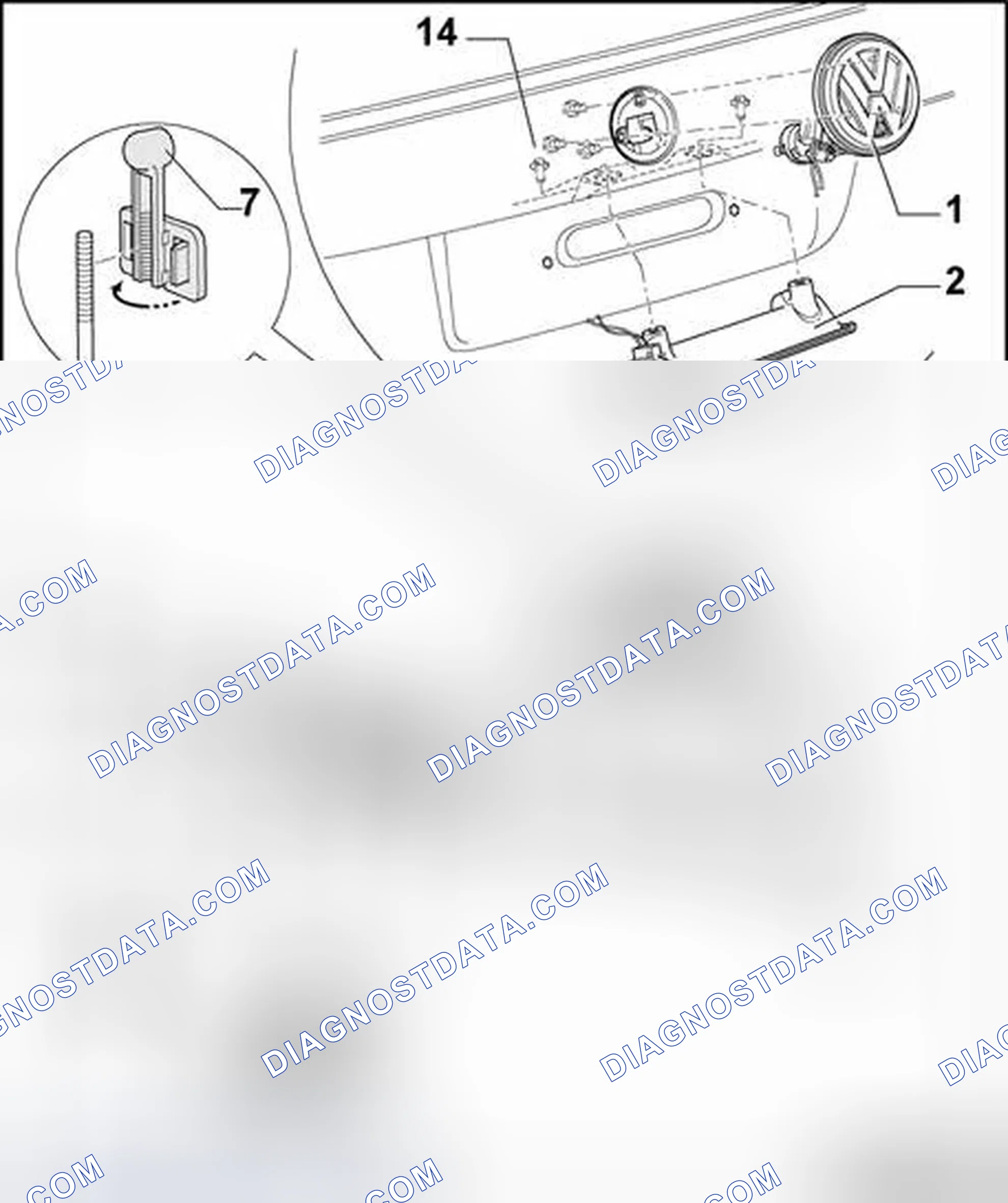 Scheme 51: Rear lid lock, removing and installing (Jetta)