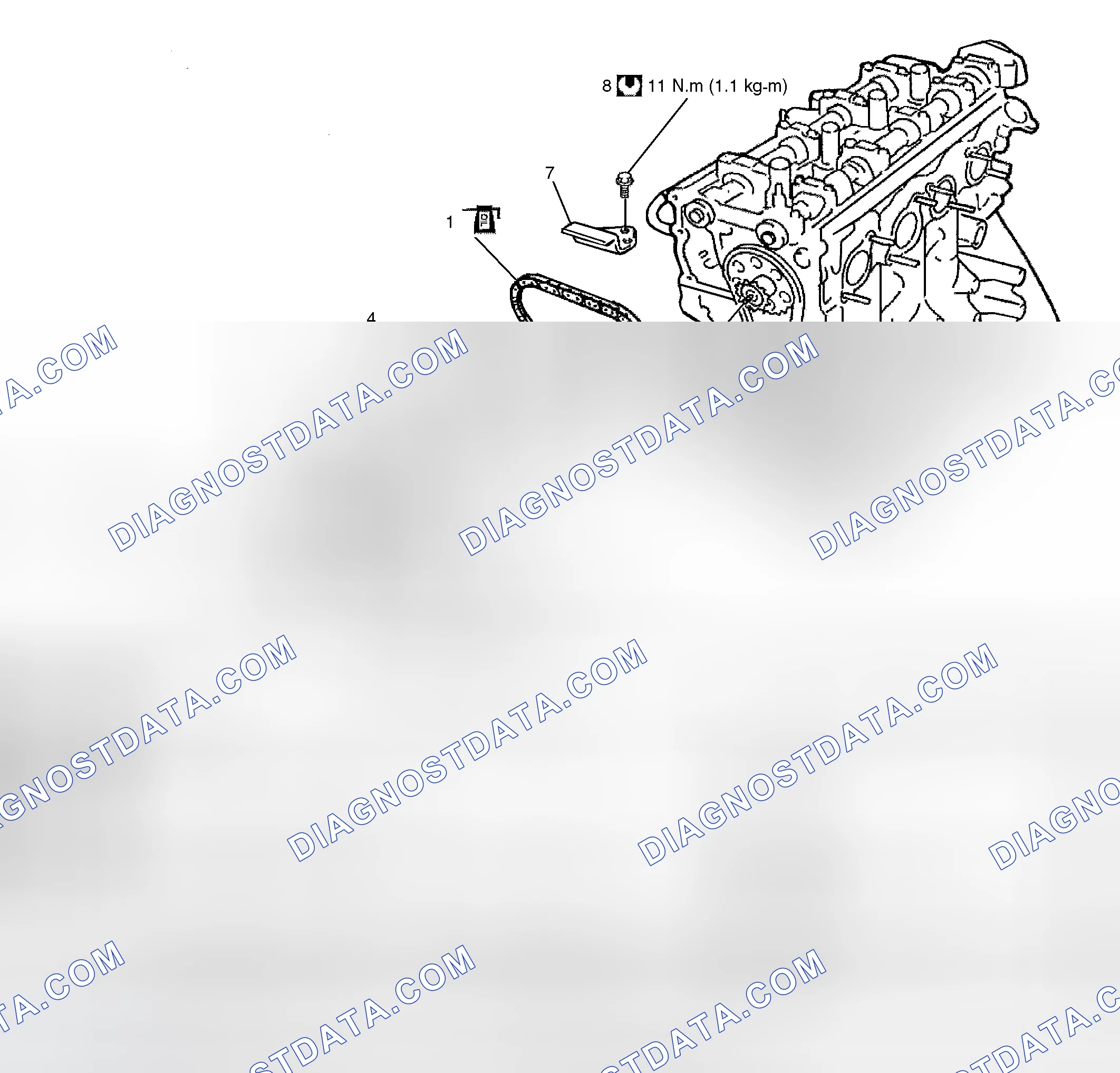 Scheme 20: 2nd Timing Chain and Chain Tensioner Components