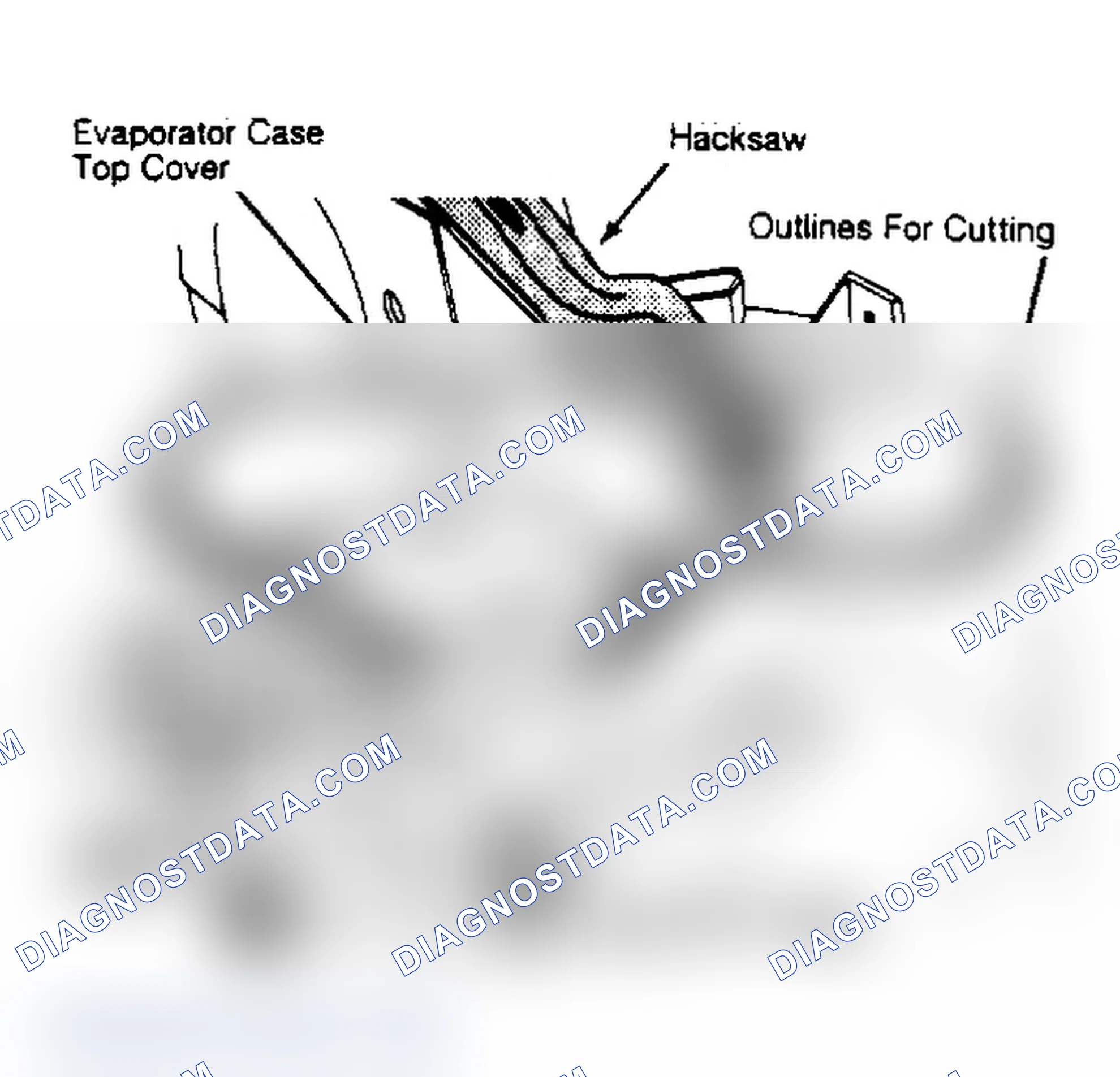 Scheme 18: Removal of Top Evaporator Case Cover (Cut top evaporator case cover to remove evaporator core.)