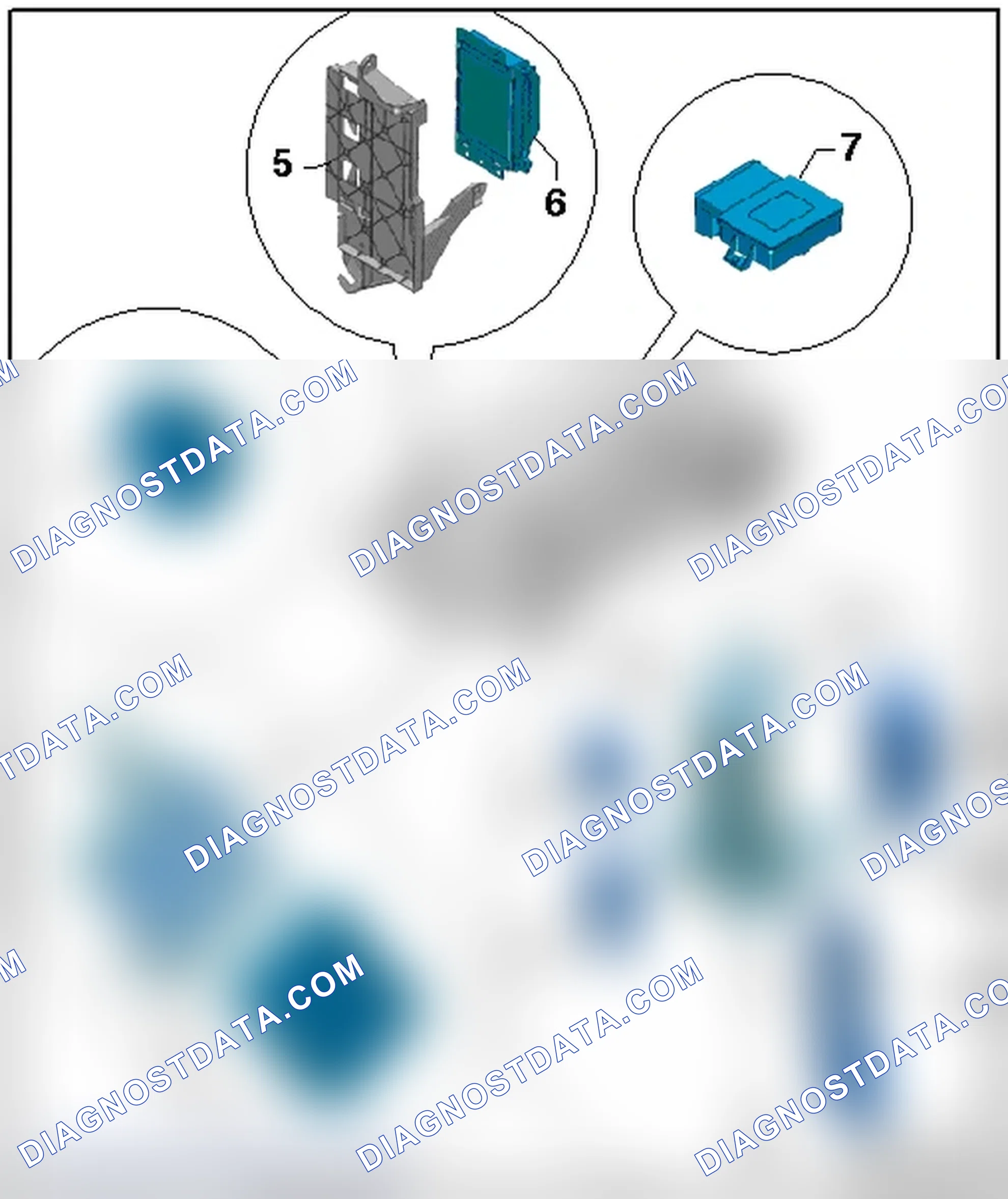 Scheme 84: LUGGAGE COMPARTMENT RELAY, FUSE CARRIER AND CONTROL MODULES OVERVIEW