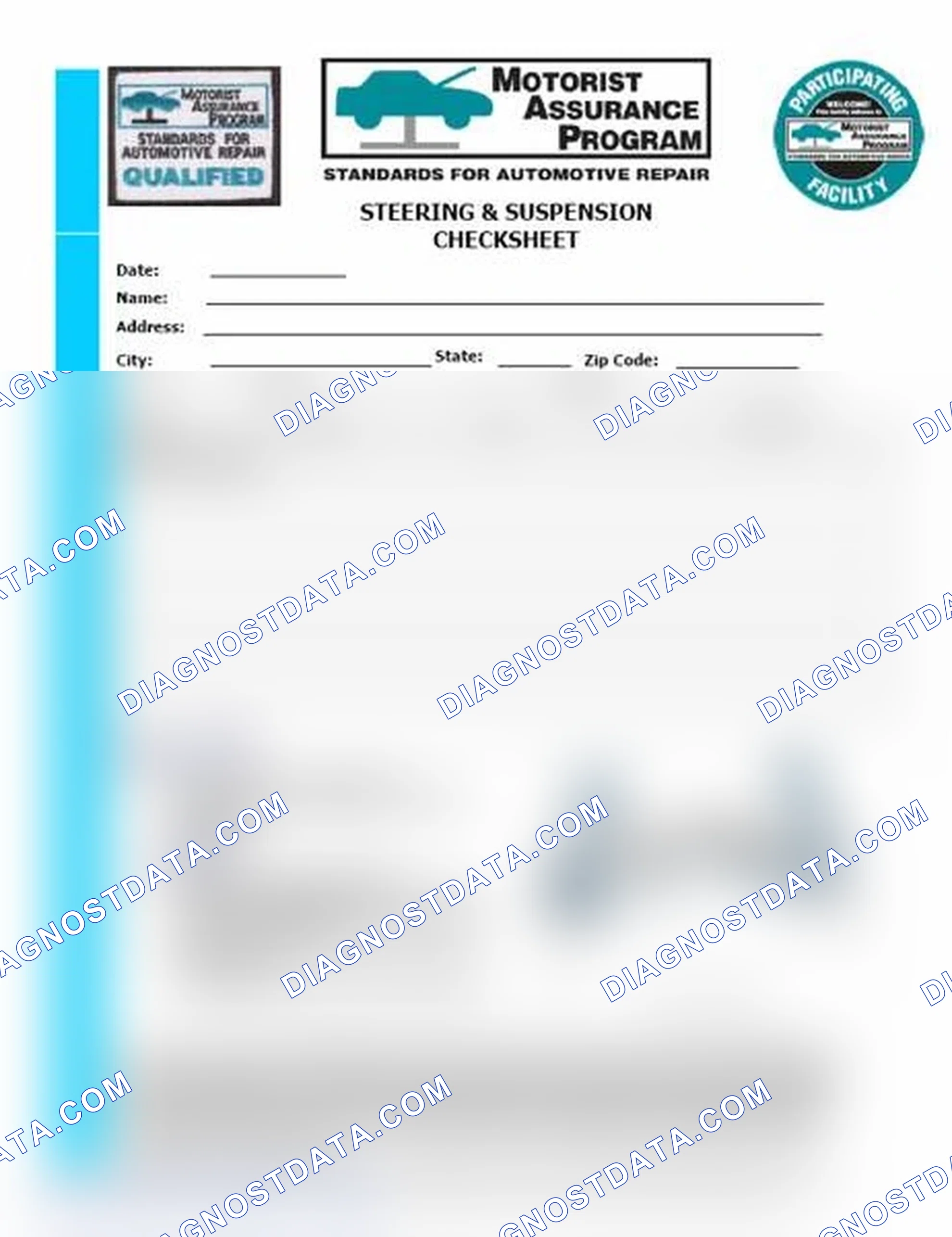 Scheme 11: Steering & Suspension Checksheet (1 Of 2)